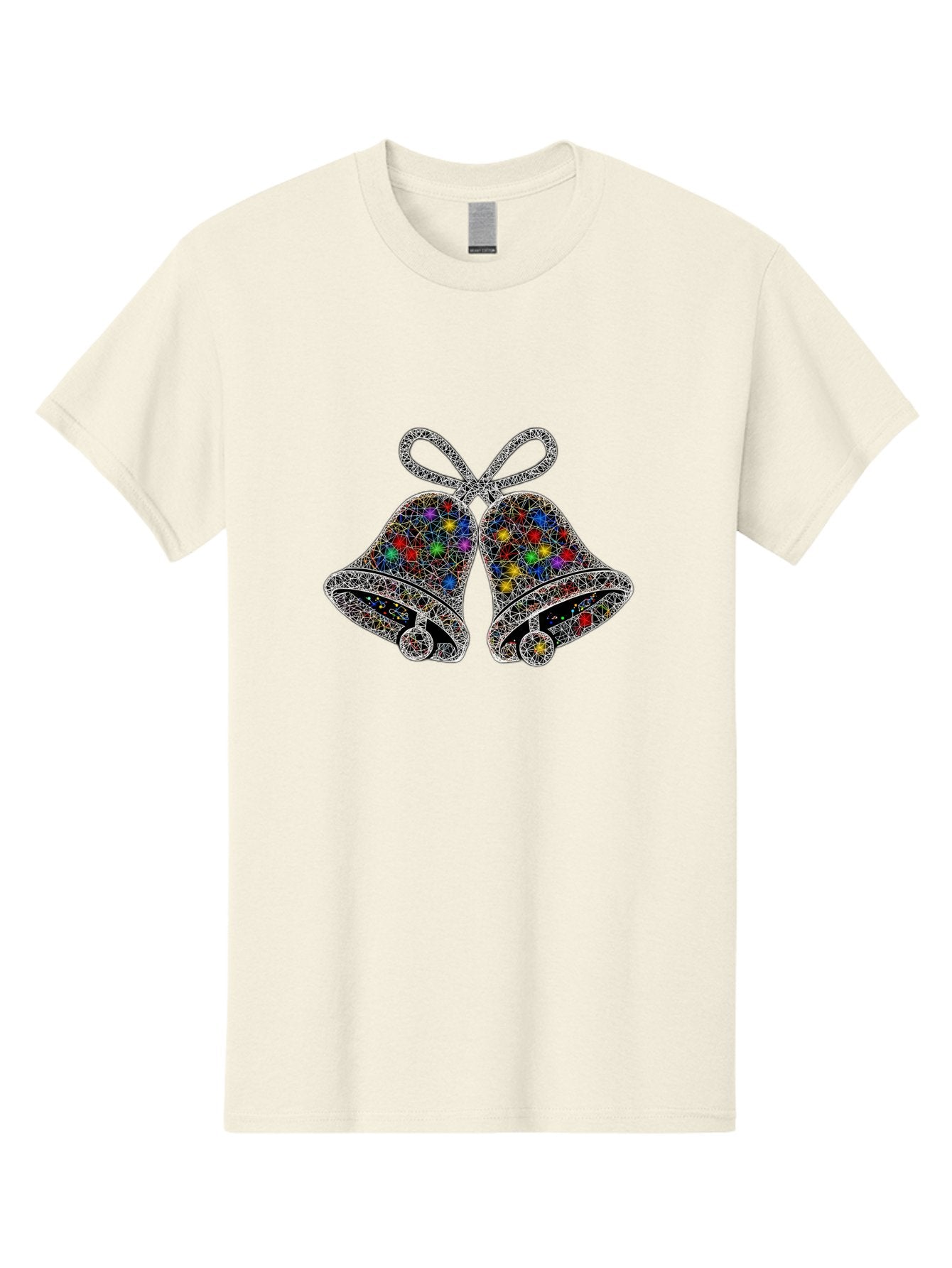 Christmas-Bells Men'S Graphic Tee, 100% Cotton, Comfortable Casual Summer Wear, Machine Washable, Holiday Bells, Colorful Jewels, Festive Decorations, Christmas Symbols, Shiny Ornaments, Celebratory Icons, Sparkling Decorations, Festive Cheer Baa316 12