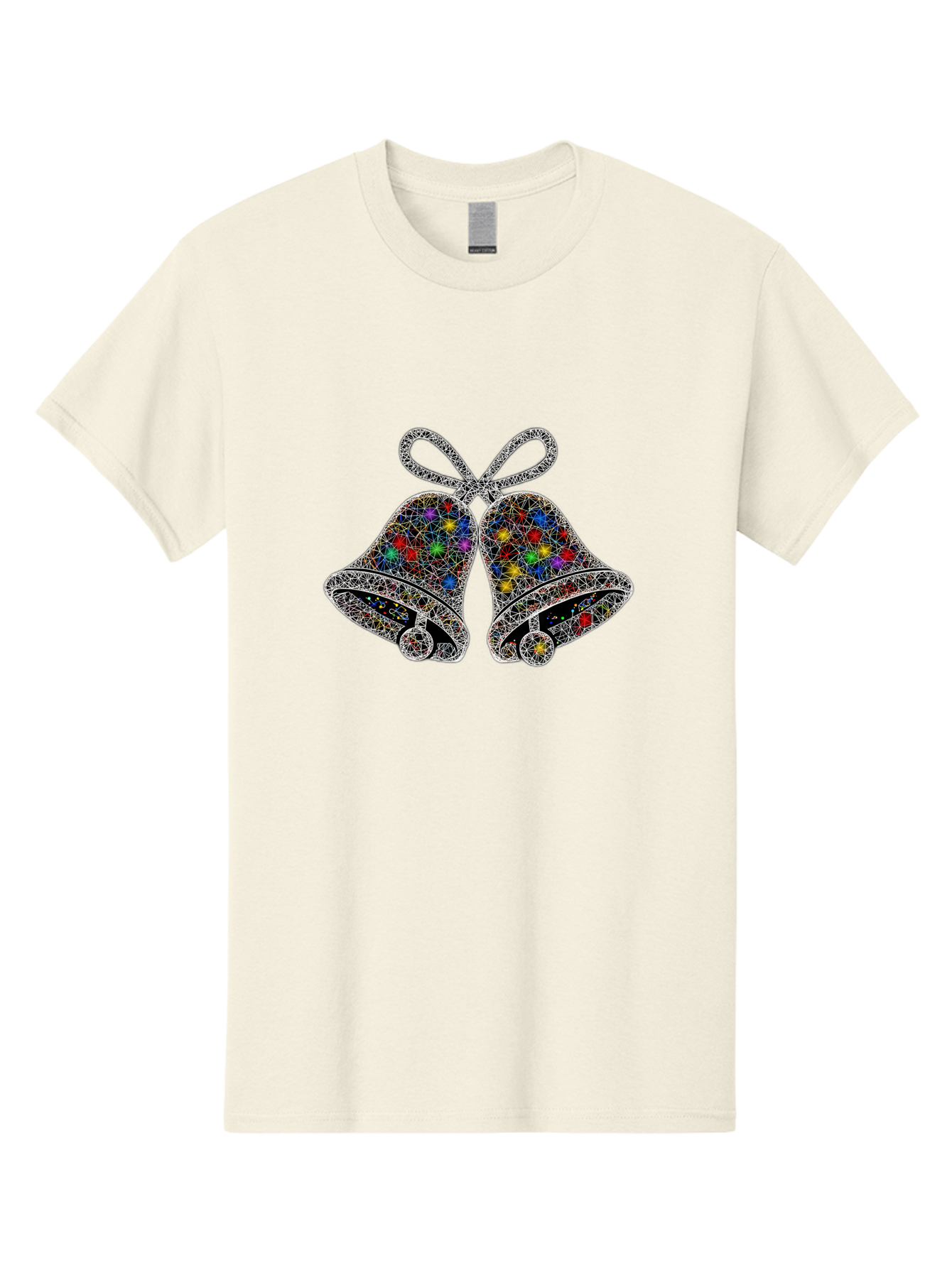 Christmas-Bells Men'S Graphic Tee, 100% Cotton, Comfortable Casual Summer Wear, Machine Washable, Holiday Bells, Colorful Jewels, Festive Decorations, Christmas Symbols, Shiny Ornaments, Celebratory Icons, Sparkling Decorations, Festive Cheer Baa316 5