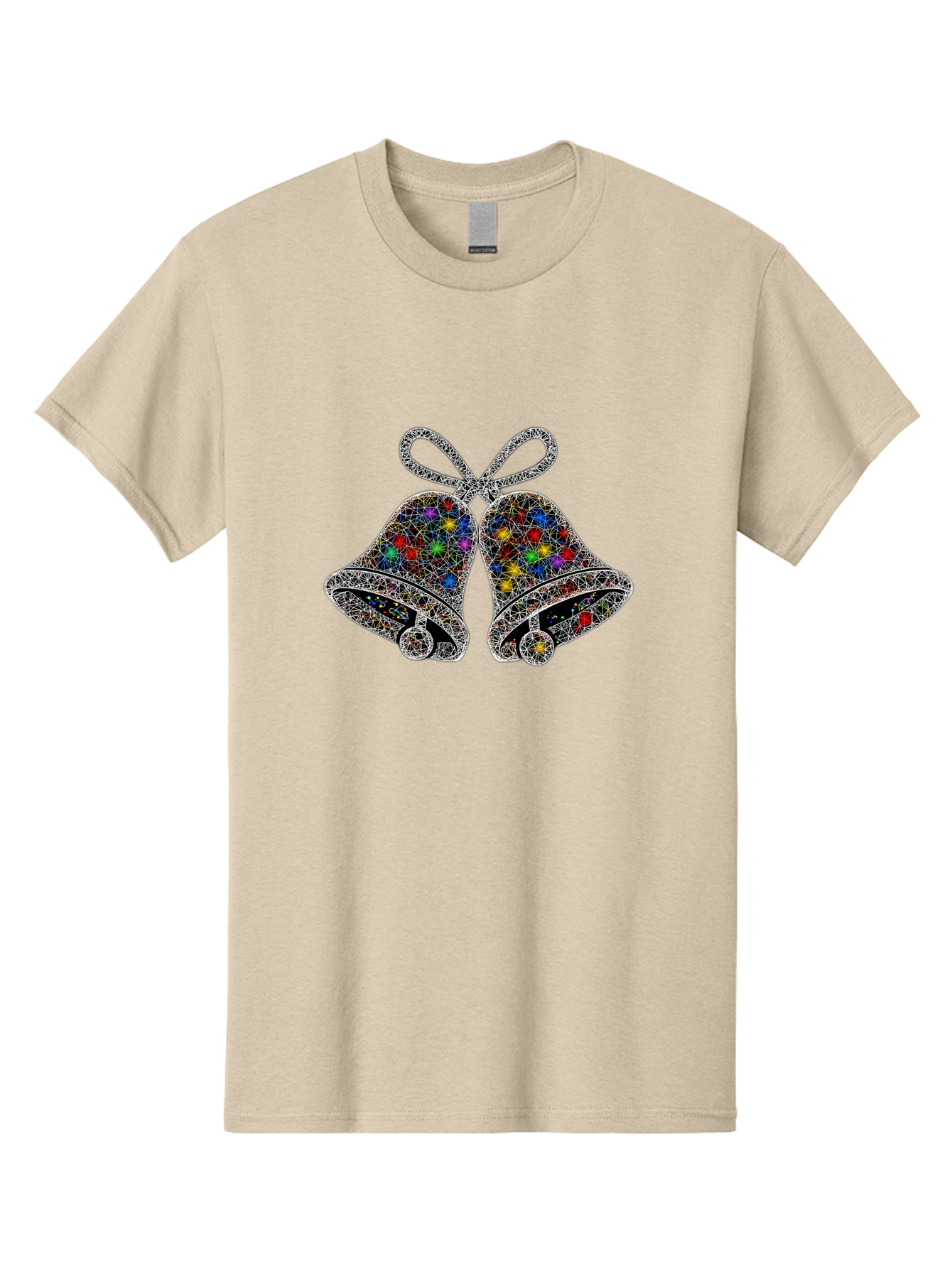 Christmas-Bells Men'S Graphic Tee, 100% Cotton, Comfortable Casual Summer Wear, Machine Washable, Holiday Bells, Colorful Jewels, Festive Decorations, Christmas Symbols, Shiny Ornaments, Celebratory Icons, Sparkling Decorations, Festive Cheer Baa316 29