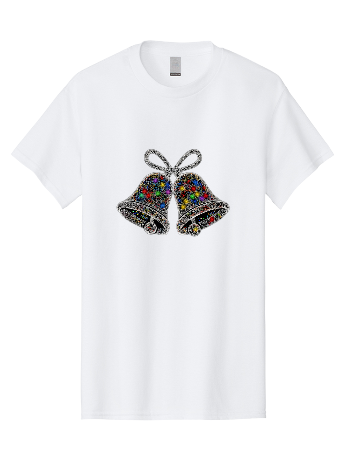 Christmas-Bells Men'S Graphic Tee, 100% Cotton, Comfortable Casual Summer Wear, Machine Washable, Holiday Bells, Colorful Jewels, Festive Decorations, Christmas Symbols, Shiny Ornaments, Celebratory Icons, Sparkling Decorations, Festive Cheer Baa316 27
