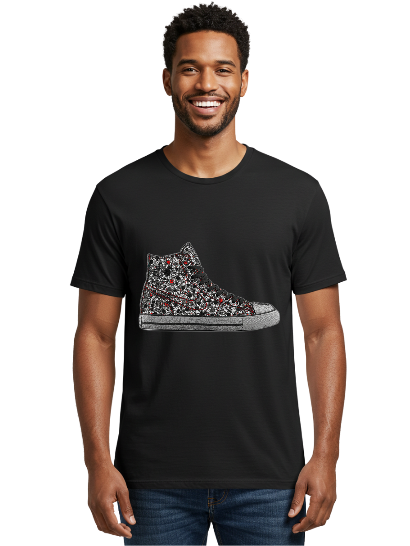 Chuck-Taylor-All-Star Men'S Graphic Tee, 100% Cotton, Comfortable Casual Summer Wear, Machine Washable, High Top Sneakers, Chunky Sole, Lace-Up Design, Floral Pattern, Bold Fashion, Statement Shoes, Converse Style, Canvas Material, Baa317 24