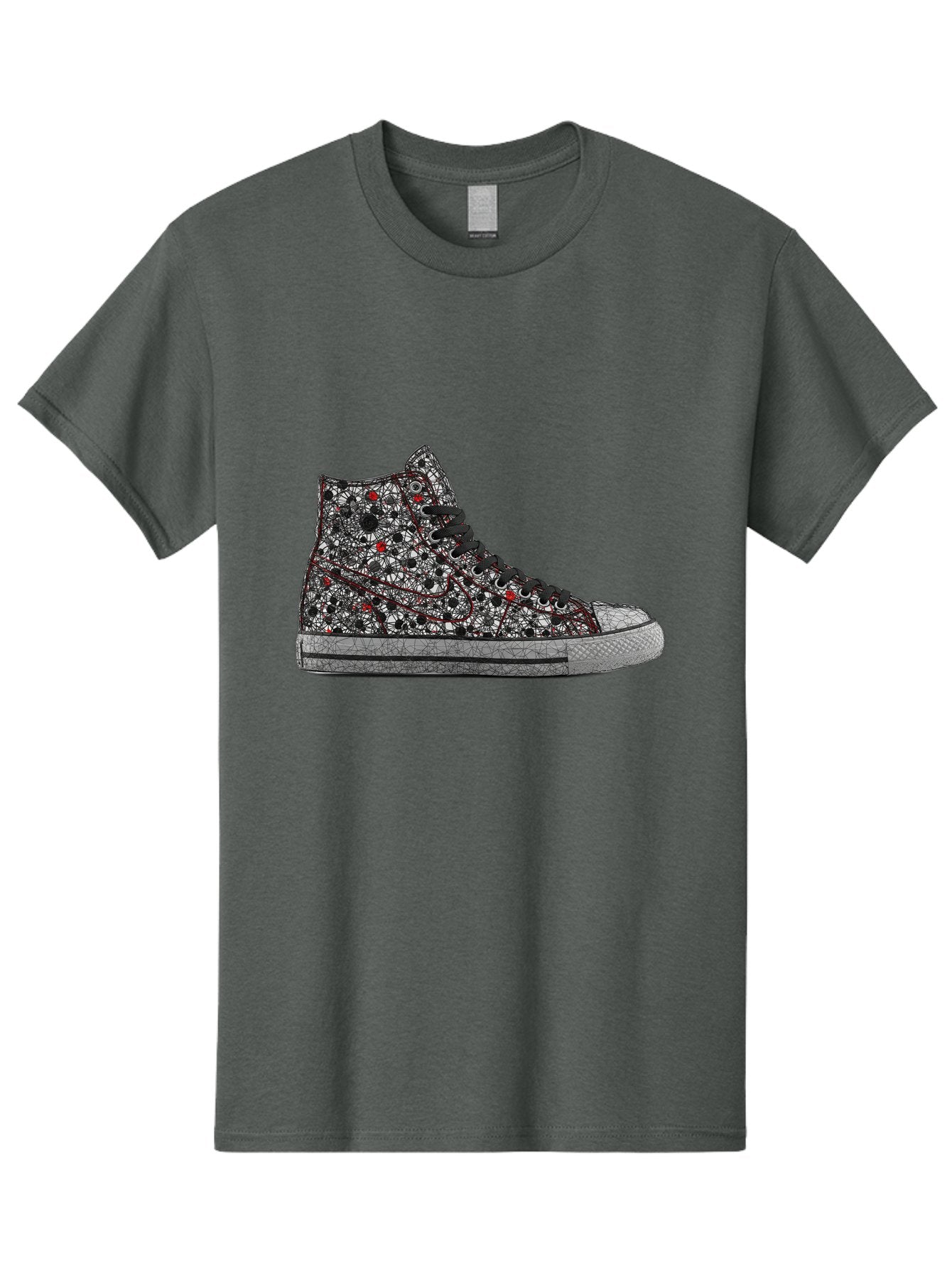 Chuck-Taylor-All-Star Men'S Graphic Tee, 100% Cotton, Comfortable Casual Summer Wear, Machine Washable, High Top Sneakers, Chunky Sole, Lace-Up Design, Floral Pattern, Bold Fashion, Statement Shoes, Converse Style, Canvas Material, Baa317 12
