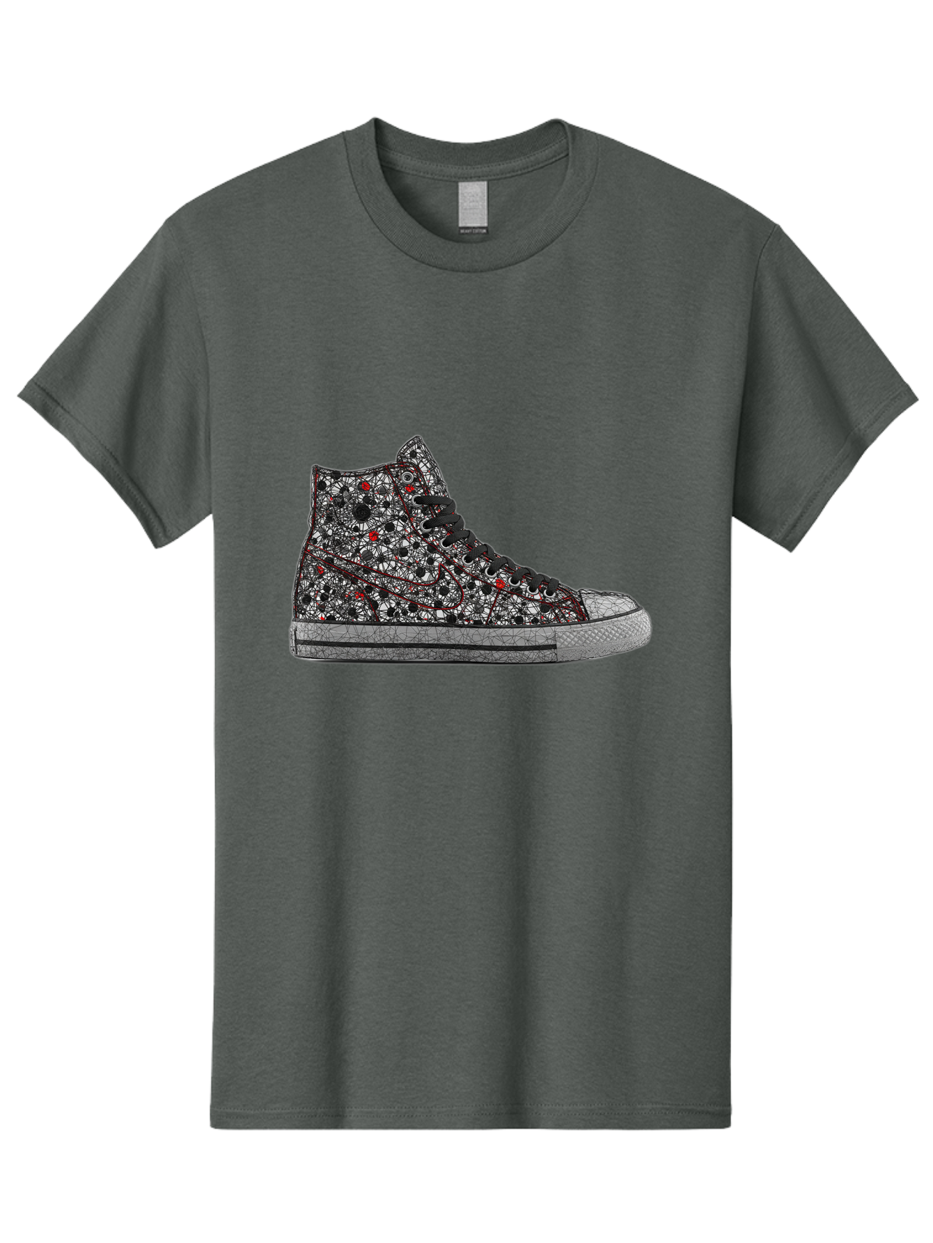 Chuck-Taylor-All-Star Men'S Graphic Tee, 100% Cotton, Comfortable Casual Summer Wear, Machine Washable, High Top Sneakers, Chunky Sole, Lace-Up Design, Floral Pattern, Bold Fashion, Statement Shoes, Converse Style, Canvas Material, Baa317 5