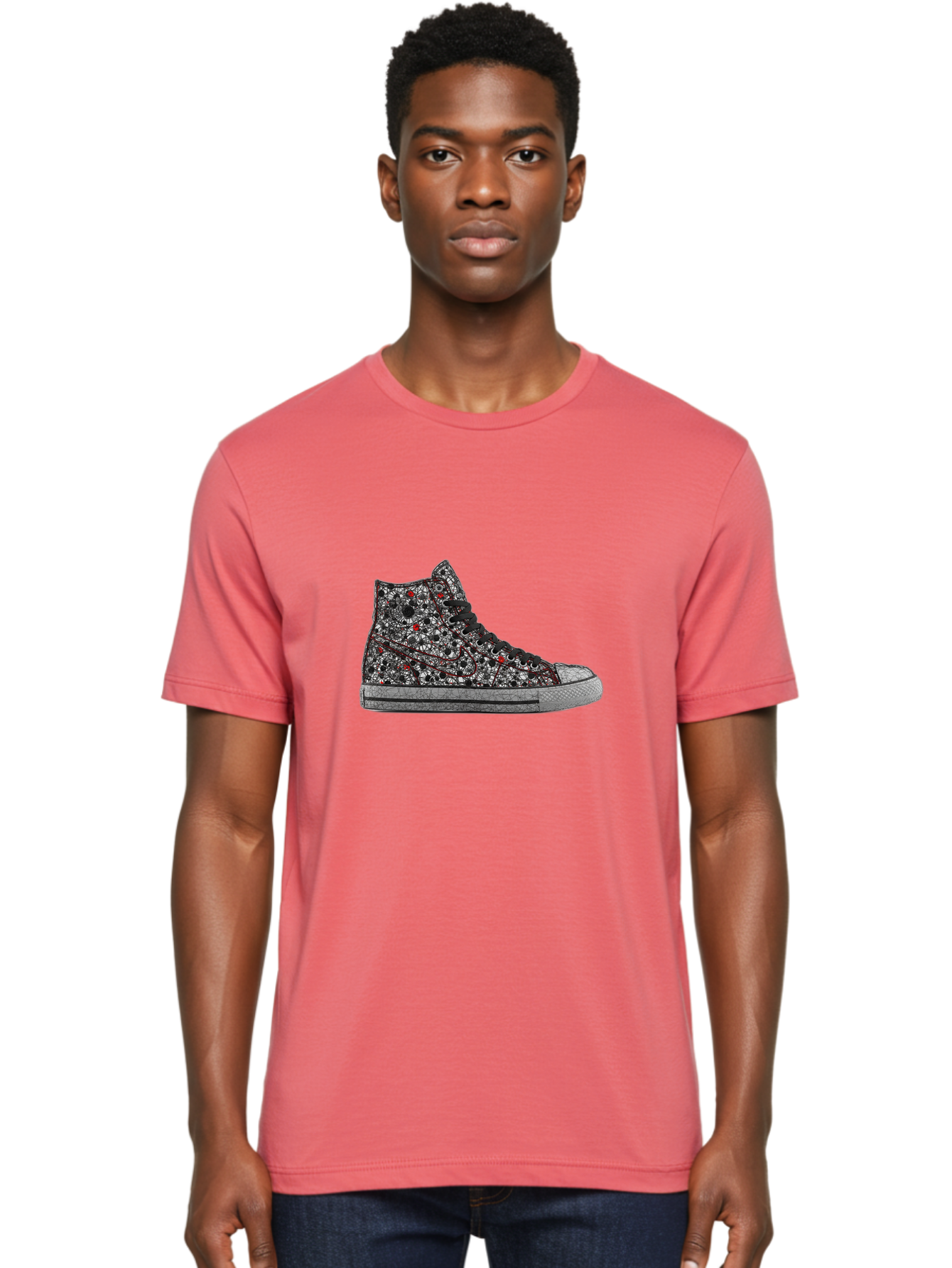 Chuck-Taylor-All-Star Men'S Graphic Tee, 100% Cotton, Comfortable Casual Summer Wear, Machine Washable, High Top Sneakers, Chunky Sole, Lace-Up Design, Floral Pattern, Bold Fashion, Statement Shoes, Converse Style, Canvas Material, Baa317 28
