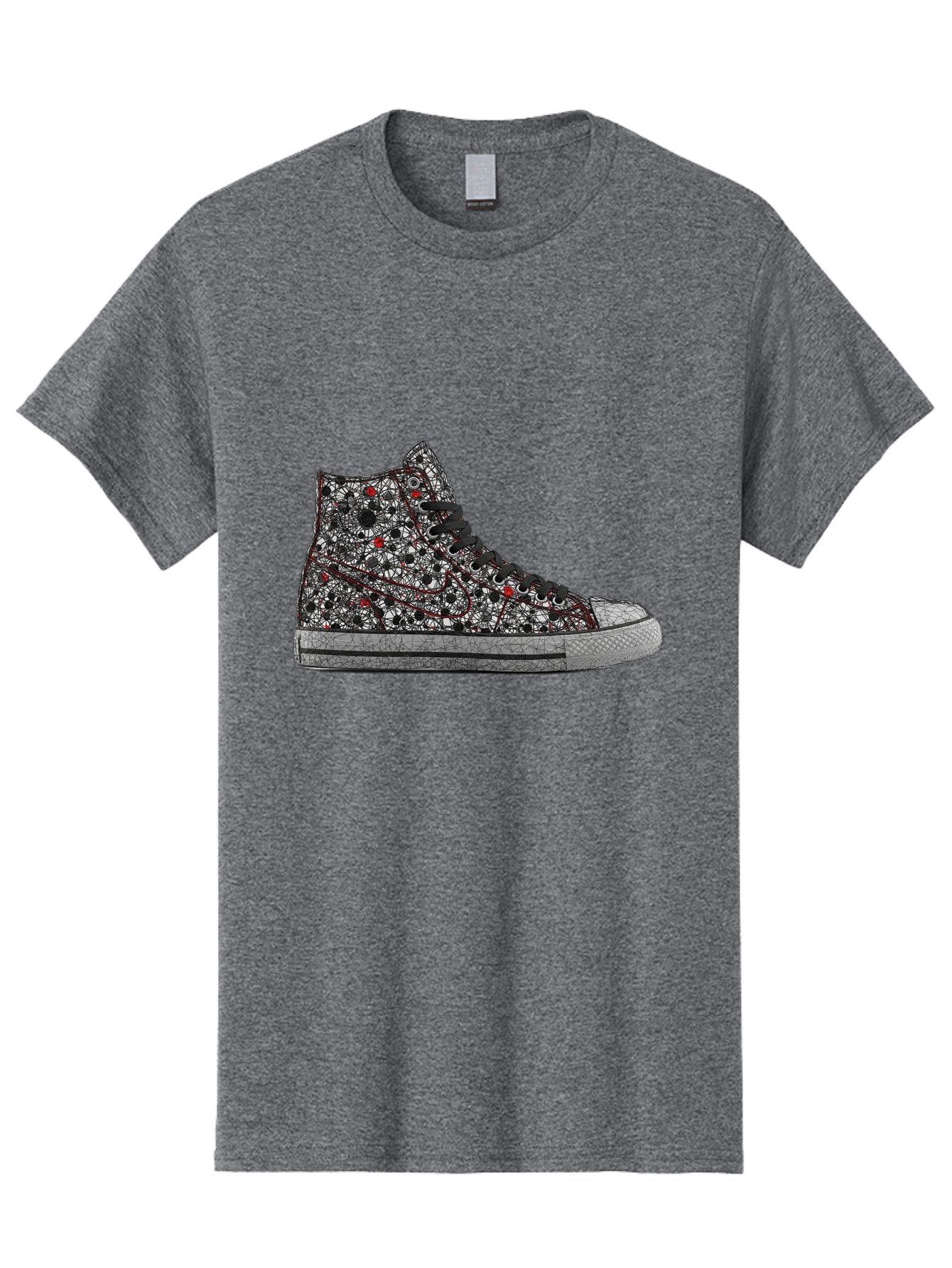 Chuck-Taylor-All-Star Men'S Graphic Tee, 100% Cotton, Comfortable Casual Summer Wear, Machine Washable, High Top Sneakers, Chunky Sole, Lace-Up Design, Floral Pattern, Bold Fashion, Statement Shoes, Converse Style, Canvas Material, Baa317