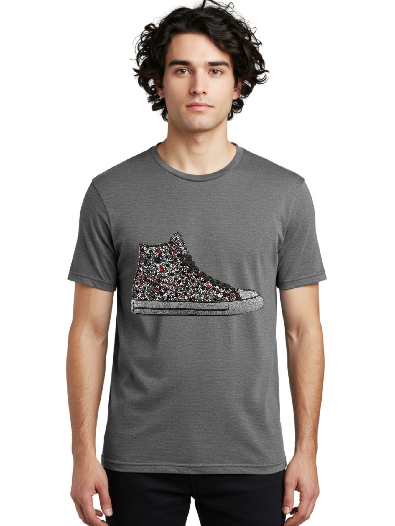 Chuck-Taylor-All-Star Men'S Graphic Tee, 100% Cotton, Comfortable Casual Summer Wear, Machine Washable, High Top Sneakers, Chunky Sole, Lace-Up Design, Floral Pattern, Bold Fashion, Statement Shoes, Converse Style, Canvas Material, Baa317 19