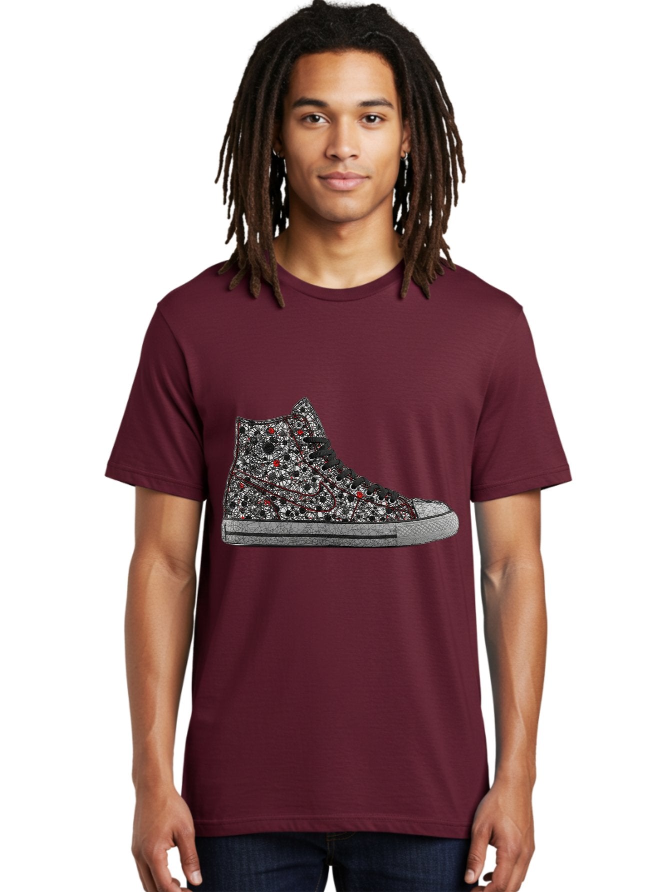 Chuck-Taylor-All-Star Men'S Graphic Tee, 100% Cotton, Comfortable Casual Summer Wear, Machine Washable, High Top Sneakers, Chunky Sole, Lace-Up Design, Floral Pattern, Bold Fashion, Statement Shoes, Converse Style, Canvas Material, Baa317 24