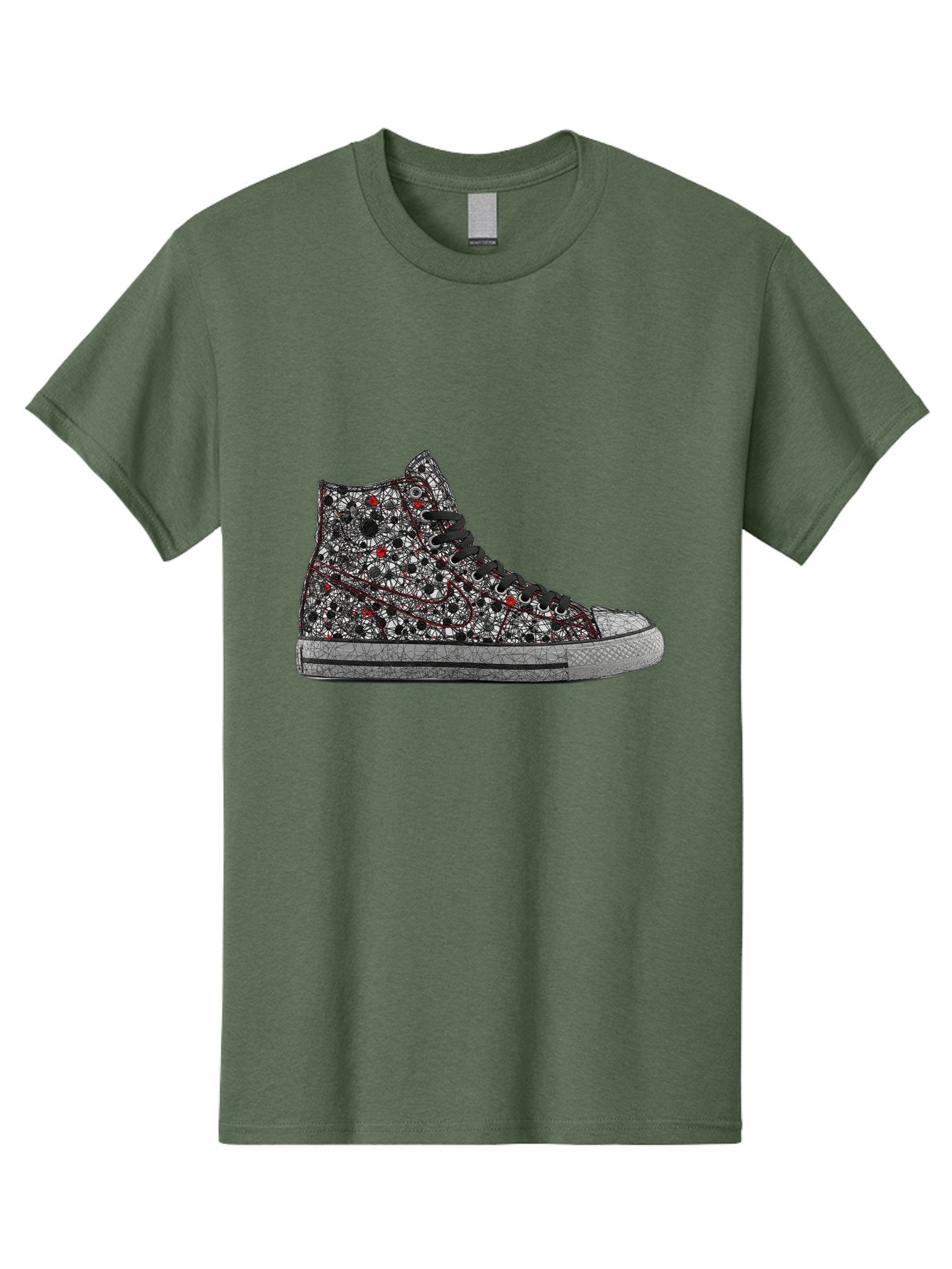Chuck-Taylor-All-Star Men'S Graphic Tee, 100% Cotton, Comfortable Casual Summer Wear, Machine Washable, High Top Sneakers, Chunky Sole, Lace-Up Design, Floral Pattern, Bold Fashion, Statement Shoes, Converse Style, Canvas Material, Baa317 3