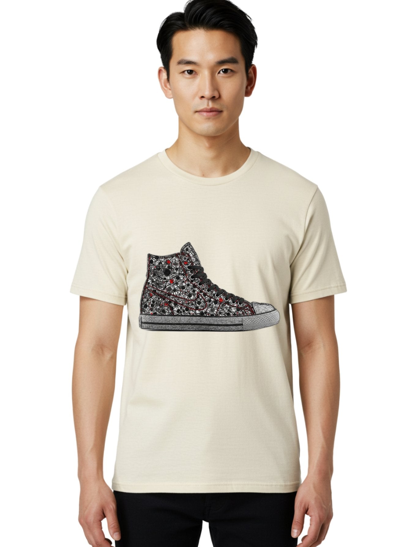 Chuck-Taylor-All-Star Men'S Graphic Tee, 100% Cotton, Comfortable Casual Summer Wear, Machine Washable, High Top Sneakers, Chunky Sole, Lace-Up Design, Floral Pattern, Bold Fashion, Statement Shoes, Converse Style, Canvas Material, Baa317 30