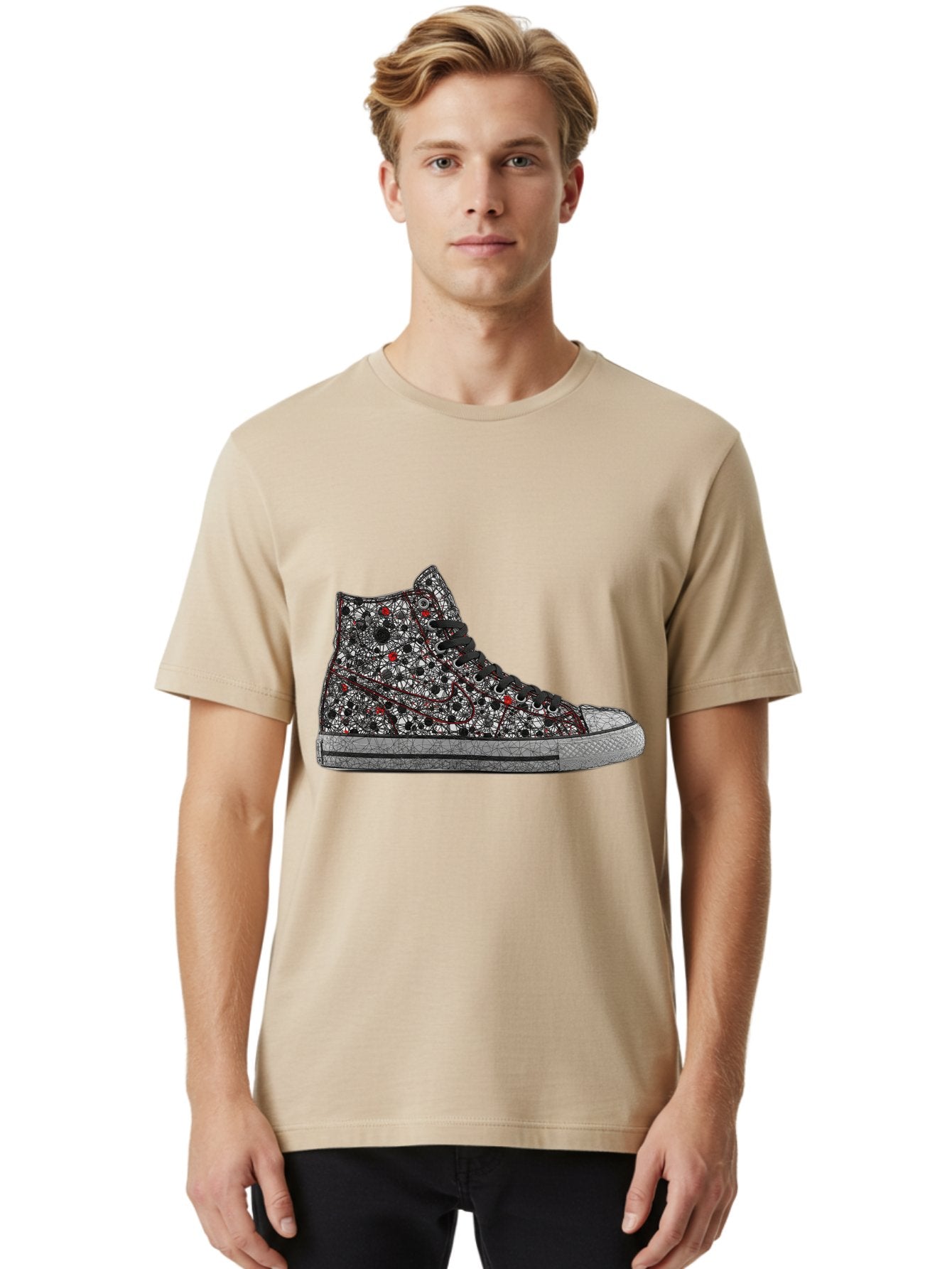 Chuck-Taylor-All-Star Men'S Graphic Tee, 100% Cotton, Comfortable Casual Summer Wear, Machine Washable, High Top Sneakers, Chunky Sole, Lace-Up Design, Floral Pattern, Bold Fashion, Statement Shoes, Converse Style, Canvas Material, Baa317 29