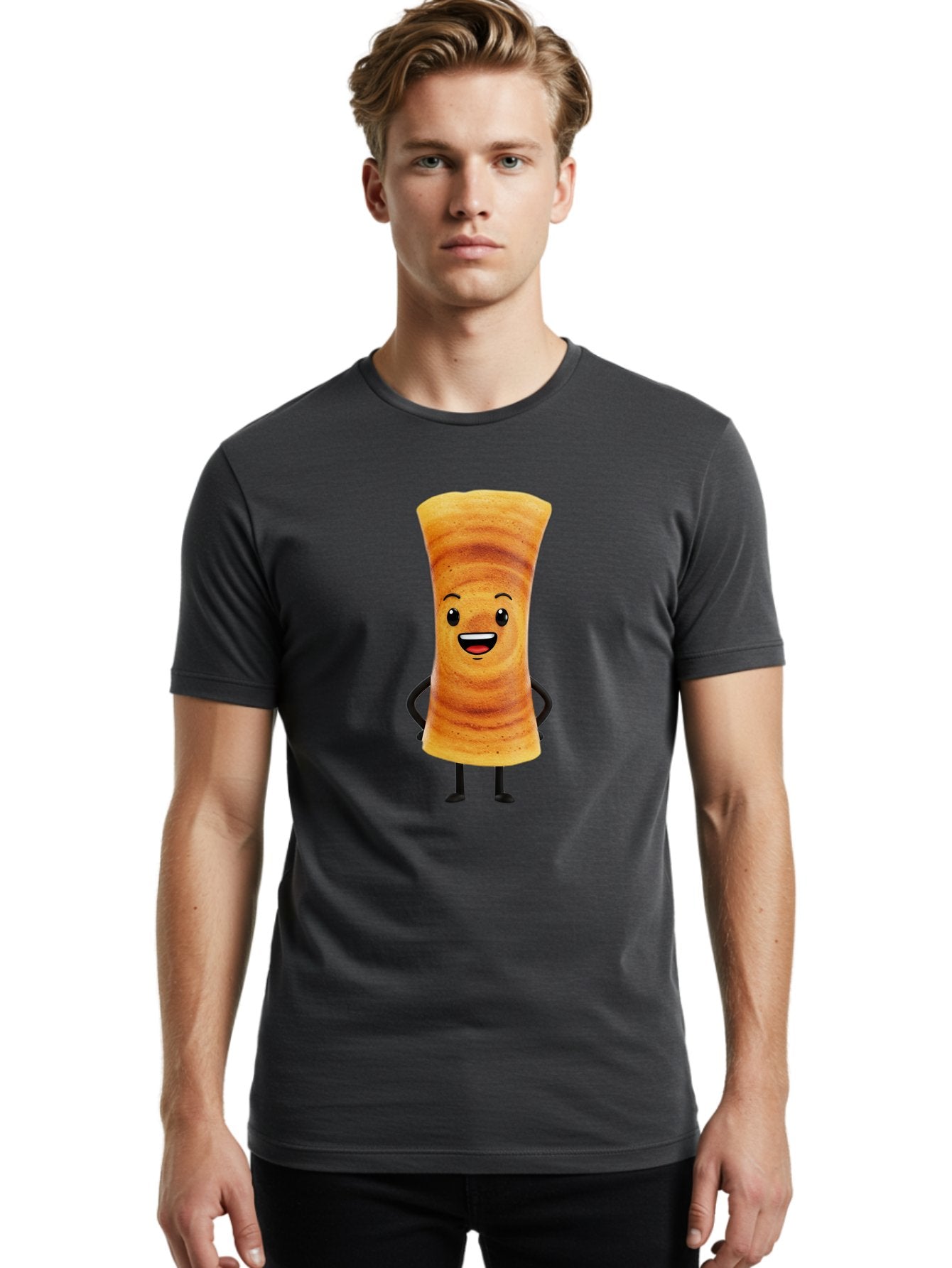 Cinnamon-Roll Men'S Graphic Tee, 100% Cotton, Comfortable Casual Summer Wear, Machine Washable, Cinnamon Roll Mascot, Smiling Pastry, Cartoon Food Character, Happy Baked Goods, Sweet Treat Personality, Adorable Dessert Icon, Baa318 26