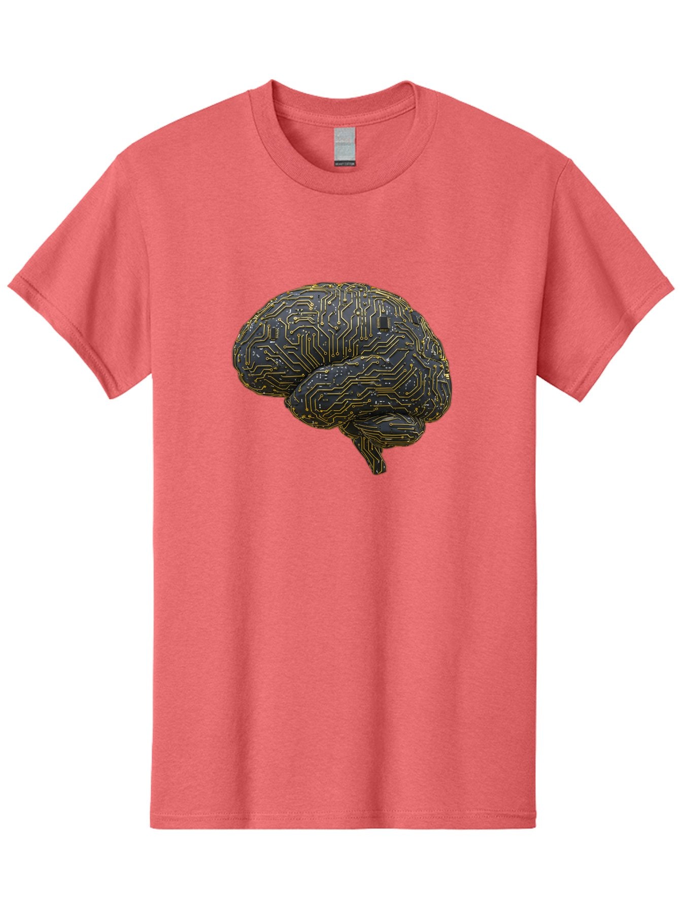 Circuit-Brain Men'S Graphic Tee, 100% Cotton, Comfortable Casual Summer Wear, Machine Washable, Human Brain, Circuit Board, Artificial Intelligence, Neural Networks, Cognitive Computing, Machine Learning, Futuristic Technology Baa319