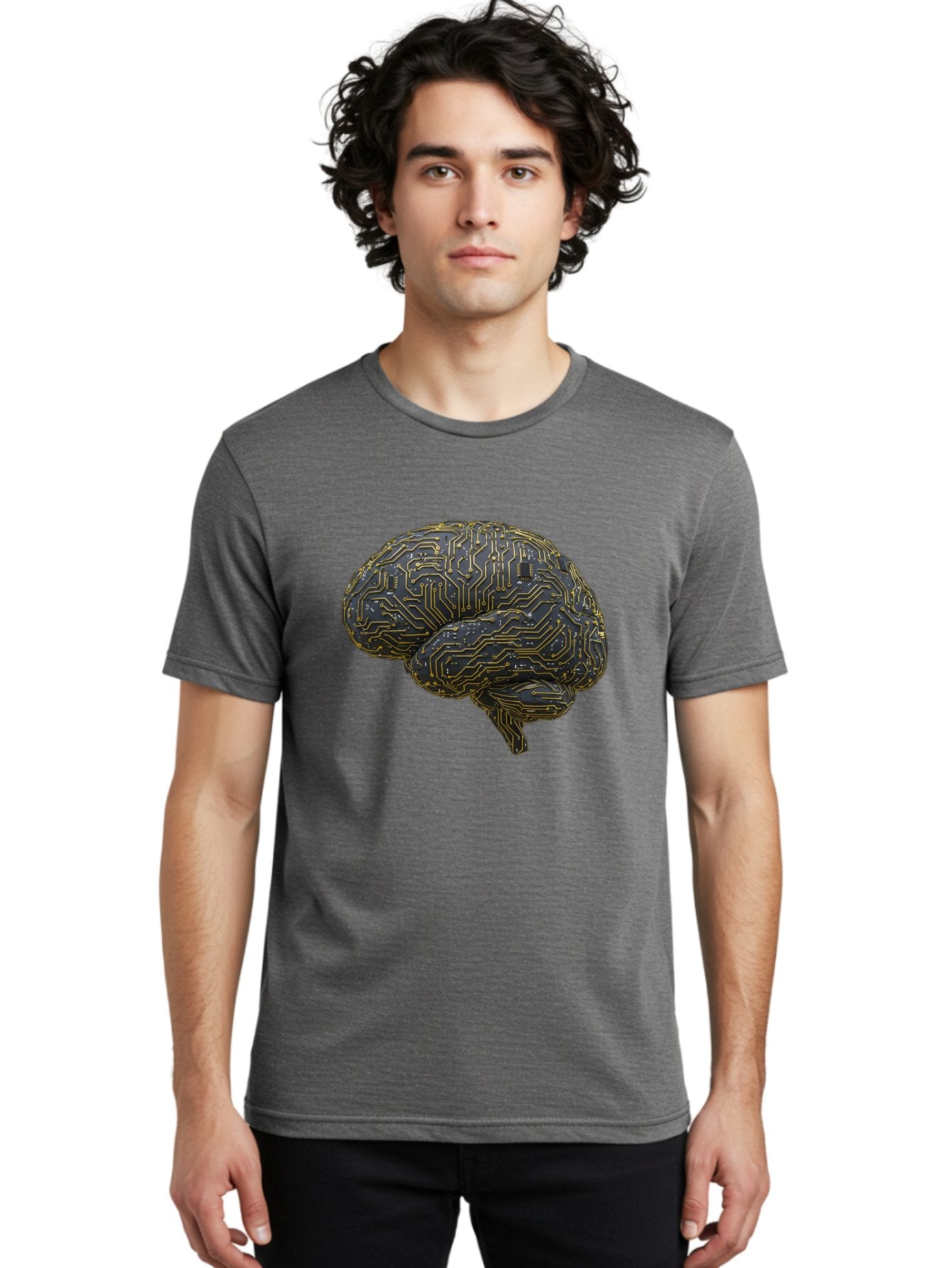 Circuit-Brain Men'S Graphic Tee, 100% Cotton, Comfortable Casual Summer Wear, Machine Washable, Human Brain, Circuit Board, Artificial Intelligence, Neural Networks, Cognitive Computing, Machine Learning, Futuristic Technology Baa319 30