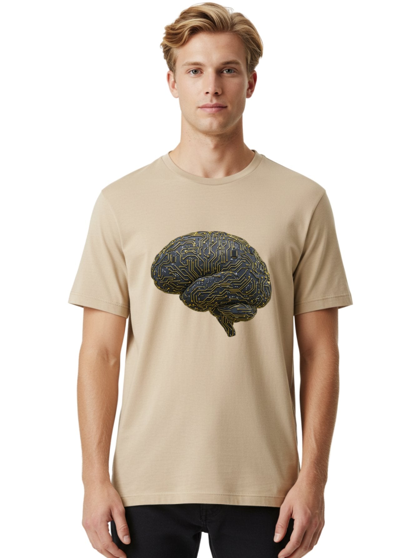 Circuit-Brain Men'S Graphic Tee, 100% Cotton, Comfortable Casual Summer Wear, Machine Washable, Human Brain, Circuit Board, Artificial Intelligence, Neural Networks, Cognitive Computing, Machine Learning, Futuristic Technology Baa319 29