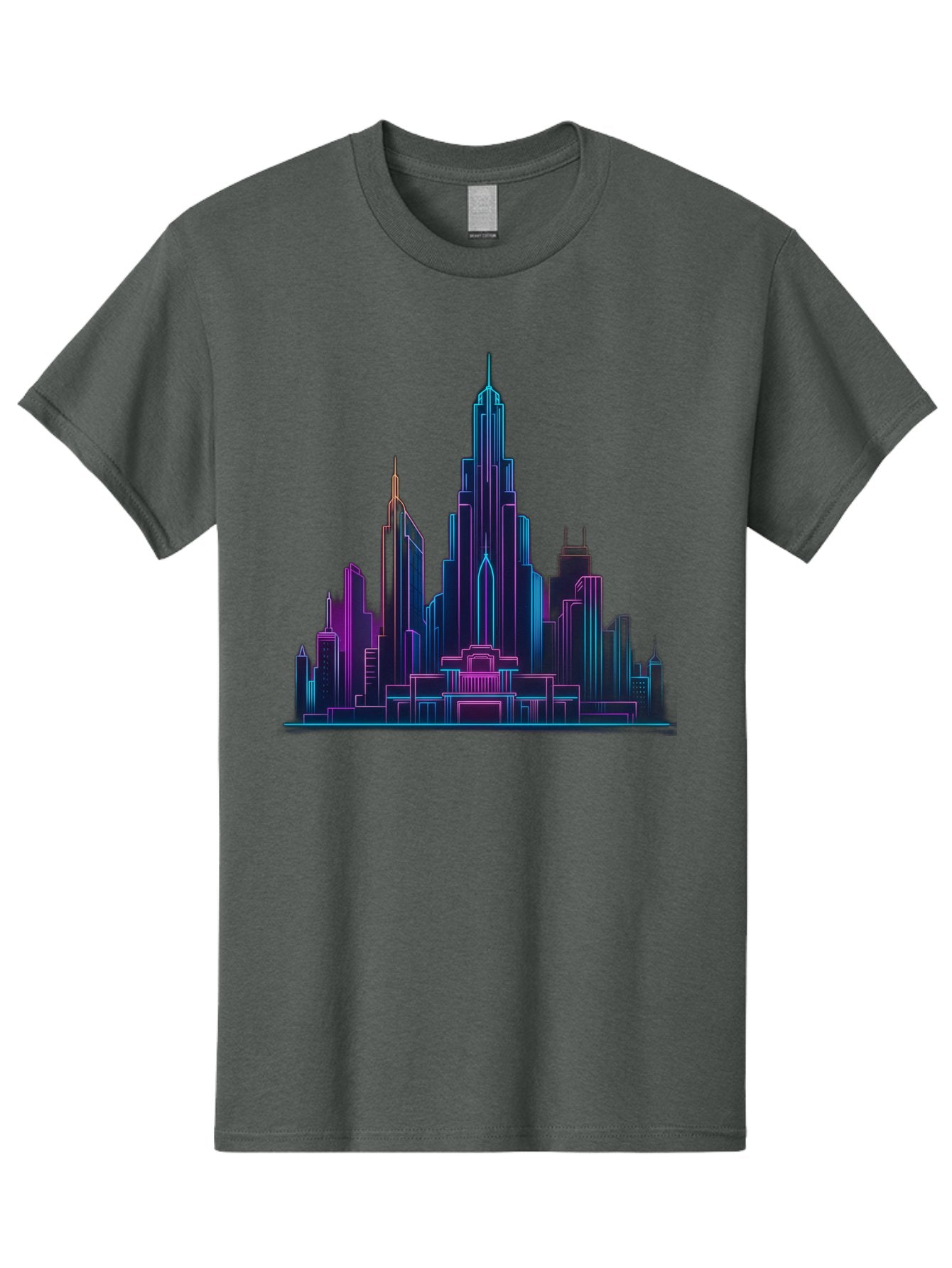 Cityscape-Skyscrapers Men'S Graphic Tee, 100% Cotton, Comfortable Casual Summer Wear, Machine Washable, City Skyline, Futuristic Architecture, Neon Lights, Modern Buildings, Urban Landscape, Skyscrapers, Cityscape, Contemporary Design, Baa321 8