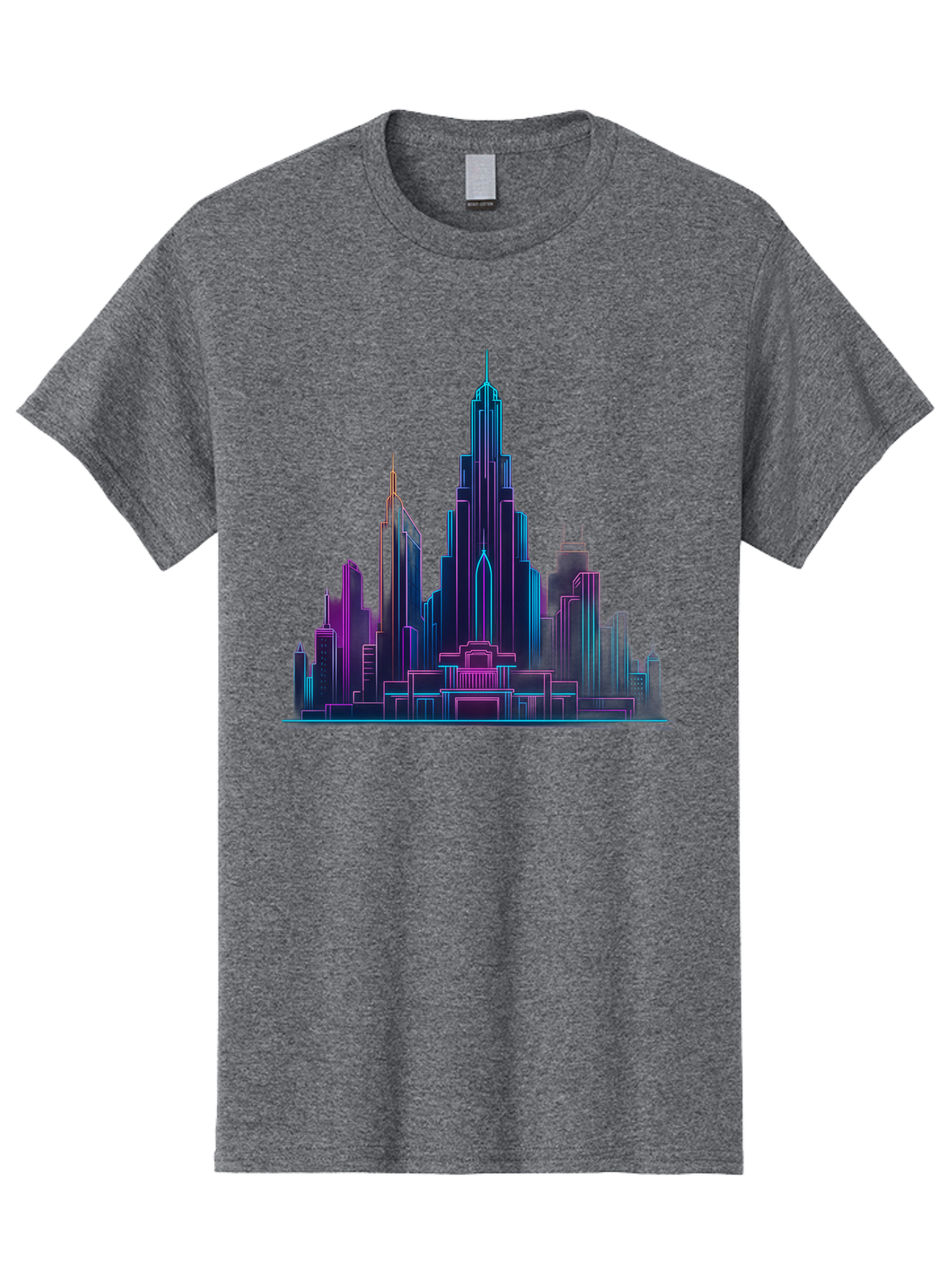 Cityscape-Skyscrapers Men'S Graphic Tee, 100% Cotton, Comfortable Casual Summer Wear, Machine Washable, City Skyline, Futuristic Architecture, Neon Lights, Modern Buildings, Urban Landscape, Skyscrapers, Cityscape, Contemporary Design, Baa321 25