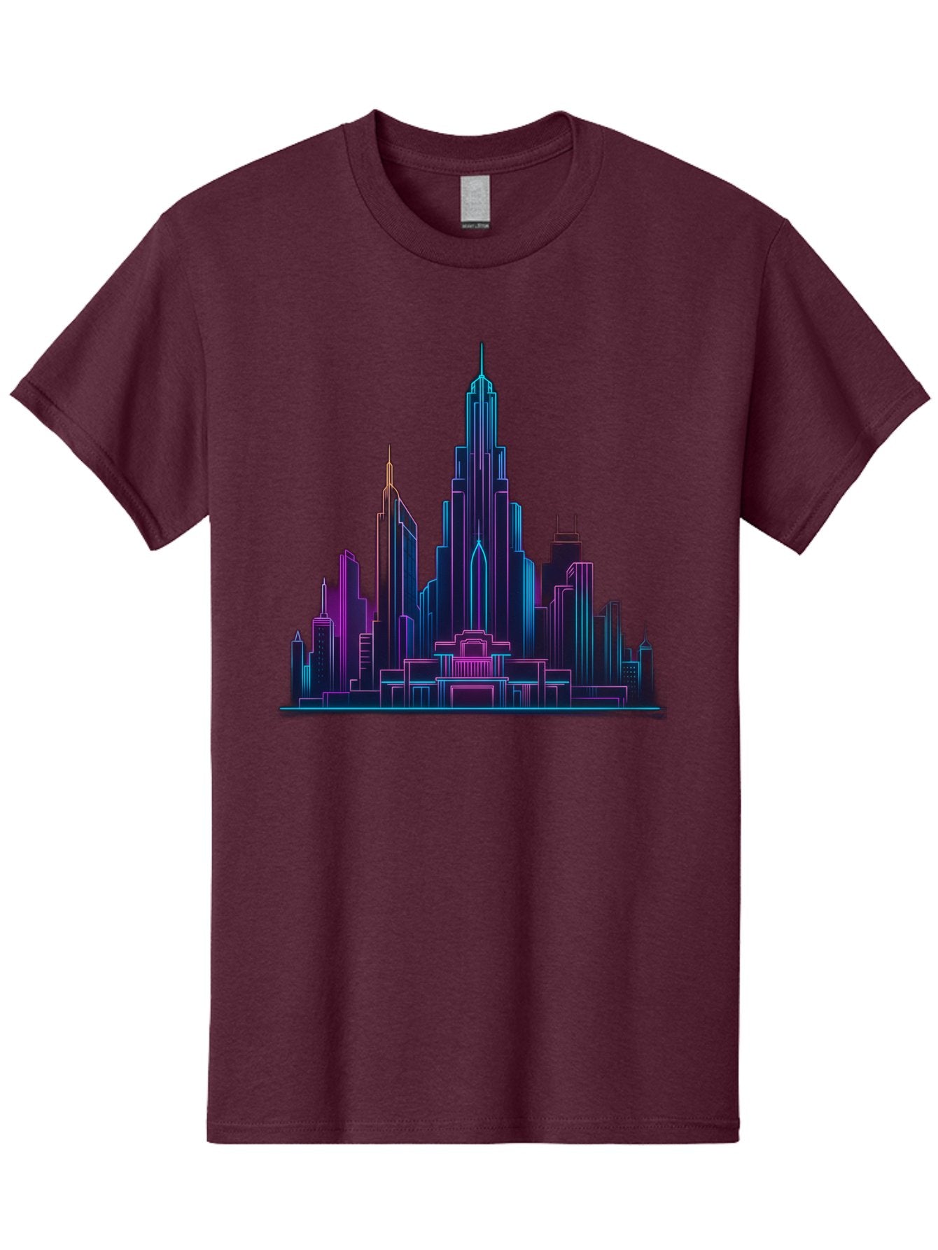 Cityscape-Skyscrapers Men'S Graphic Tee, 100% Cotton, Comfortable Casual Summer Wear, Machine Washable, City Skyline, Futuristic Architecture, Neon Lights, Modern Buildings, Urban Landscape, Skyscrapers, Cityscape, Contemporary Design, Baa321 4