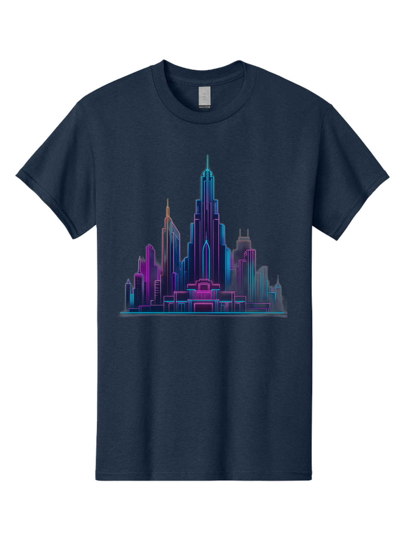 Cityscape-Skyscrapers Men'S Graphic Tee, 100% Cotton, Comfortable Casual Summer Wear, Machine Washable, City Skyline, Futuristic Architecture, Neon Lights, Modern Buildings, Urban Landscape, Skyscrapers, Cityscape, Contemporary Design, Baa321 7