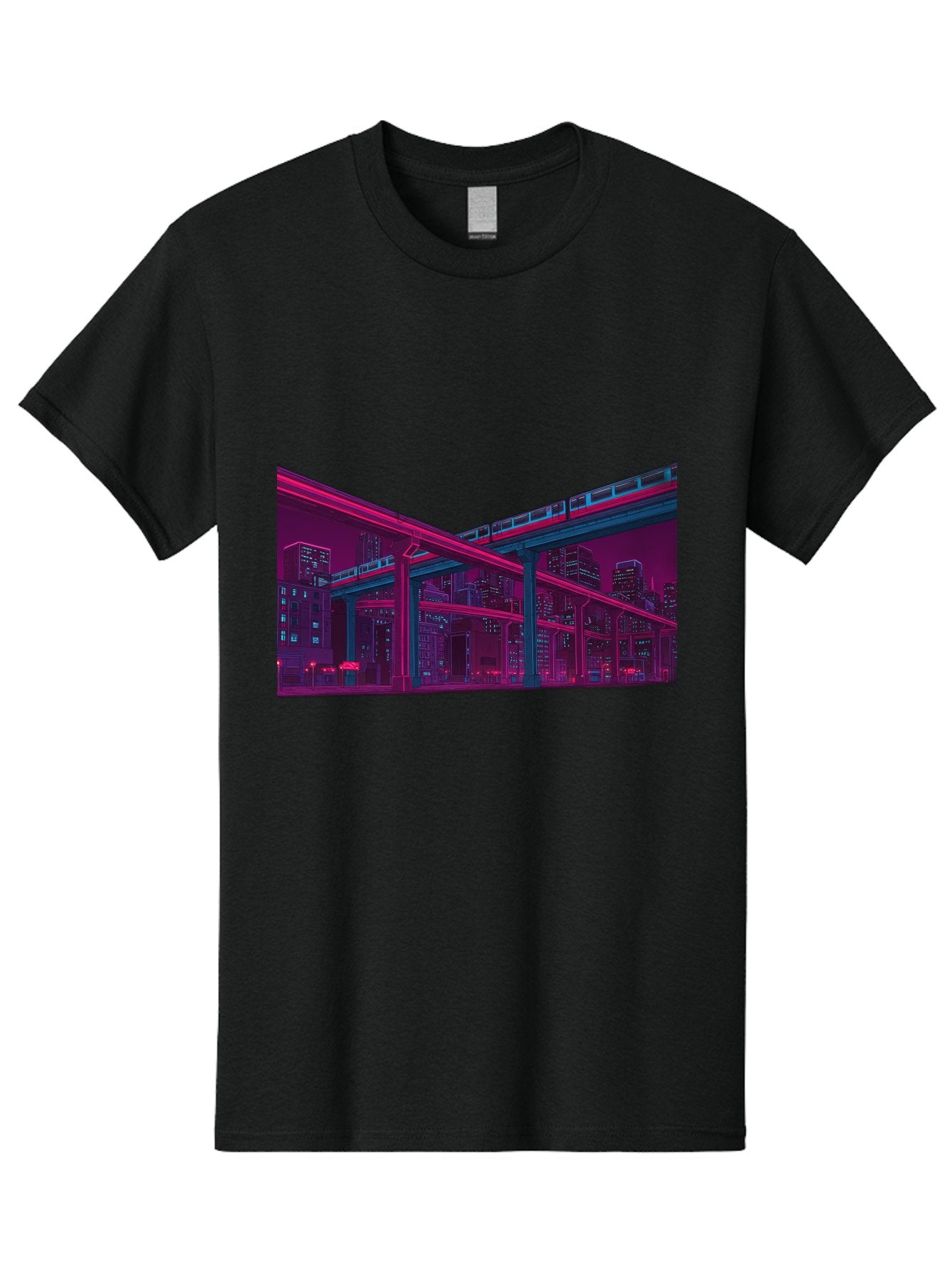 Cityscape Men'S Graphic Tee, 100% Cotton, Comfortable Casual Summer Wear, Machine Washable, Cityscape At Night, Urban Landscape, Neon Lights, City Buildings, Highway, Train, Futuristic Architecture, Modern City Life, City View Baa322 9