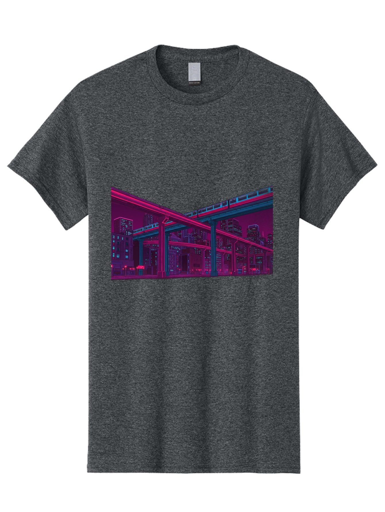 Cityscape Men'S Graphic Tee, 100% Cotton, Comfortable Casual Summer Wear, Machine Washable, Cityscape At Night, Urban Landscape, Neon Lights, City Buildings, Highway, Train, Futuristic Architecture, Modern City Life, City View Baa322 15