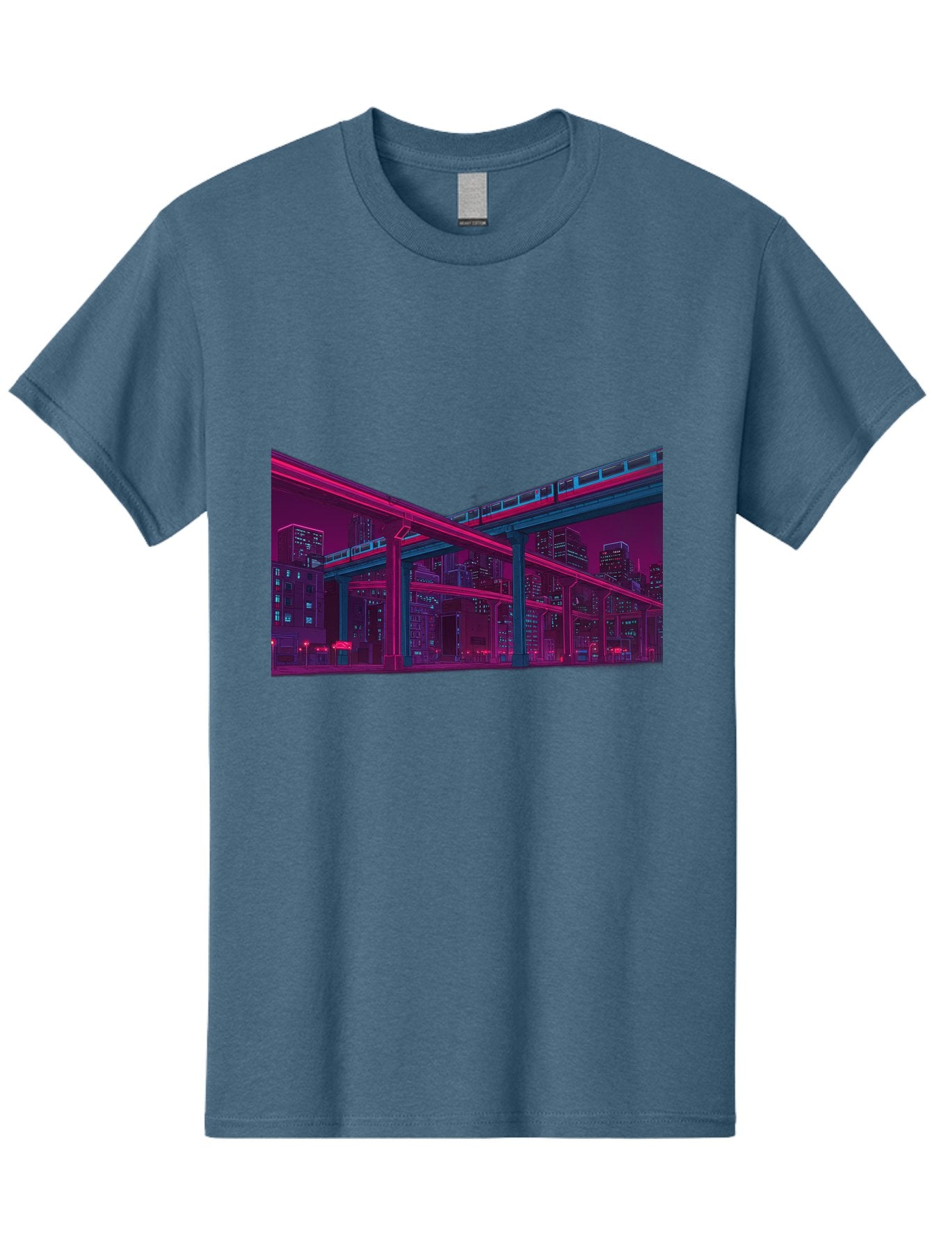 Cityscape Men'S Graphic Tee, 100% Cotton, Comfortable Casual Summer Wear, Machine Washable, Cityscape At Night, Urban Landscape, Neon Lights, City Buildings, Highway, Train, Futuristic Architecture, Modern City Life, City View Baa322 13