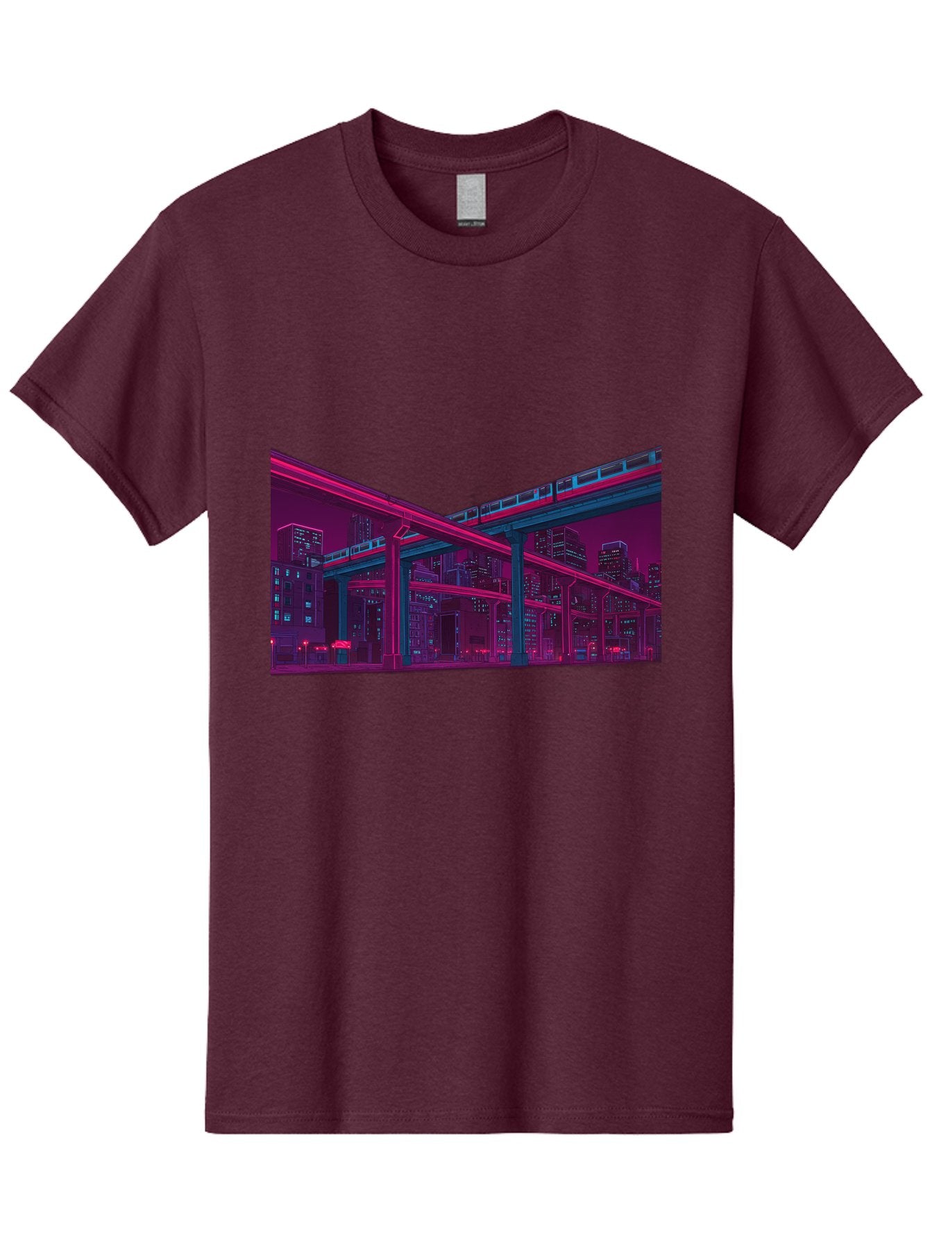 Cityscape Men'S Graphic Tee, 100% Cotton, Comfortable Casual Summer Wear, Machine Washable, Cityscape At Night, Urban Landscape, Neon Lights, City Buildings, Highway, Train, Futuristic Architecture, Modern City Life, City View Baa322 10
