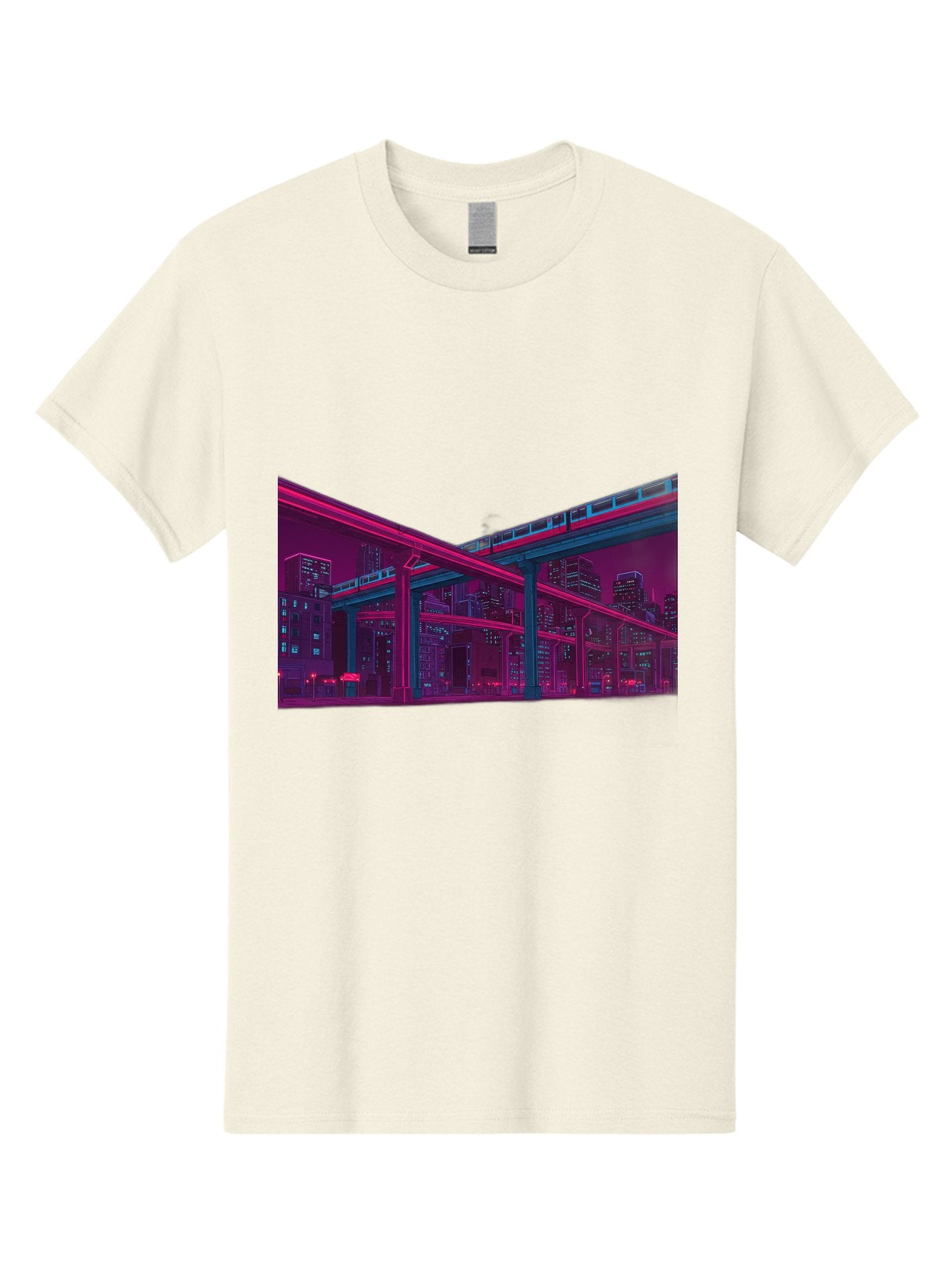 Cityscape Men'S Graphic Tee, 100% Cotton, Comfortable Casual Summer Wear, Machine Washable, Cityscape At Night, Urban Landscape, Neon Lights, City Buildings, Highway, Train, Futuristic Architecture, Modern City Life, City View Baa322 8