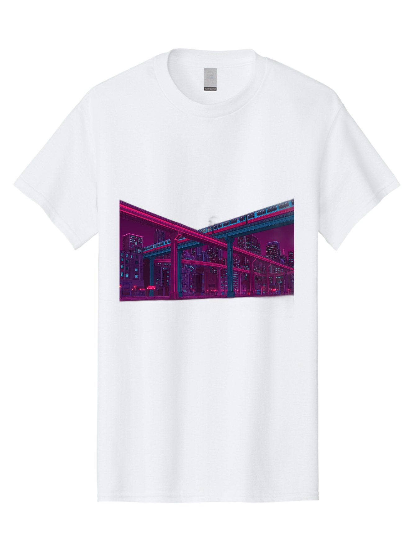 Cityscape Men'S Graphic Tee, 100% Cotton, Comfortable Casual Summer Wear, Machine Washable, Cityscape At Night, Urban Landscape, Neon Lights, City Buildings, Highway, Train, Futuristic Architecture, Modern City Life, City View Baa322 12