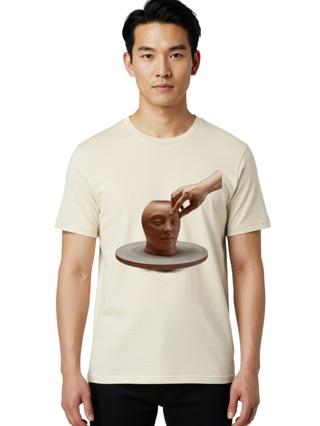 Clay-Head-Vessel Men'S Graphic Tee, 100% Cotton, Comfortable Casual Summer Wear, Machine Washable, Clay Head Vase, Pottery Wheel, Creative Process, Handmade, Artisanal Craft, Shaping Clay, Artistic Expression, Creative Art Baa323 27