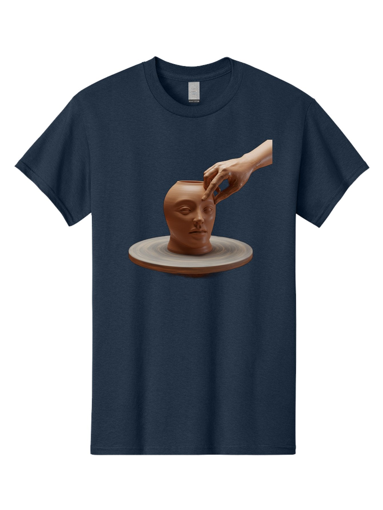 Clay-Head-Vessel Men'S Graphic Tee, 100% Cotton, Comfortable Casual Summer Wear, Machine Washable, Clay Head Vase, Pottery Wheel, Creative Process, Handmade, Artisanal Craft, Shaping Clay, Artistic Expression, Creative Art Baa323
