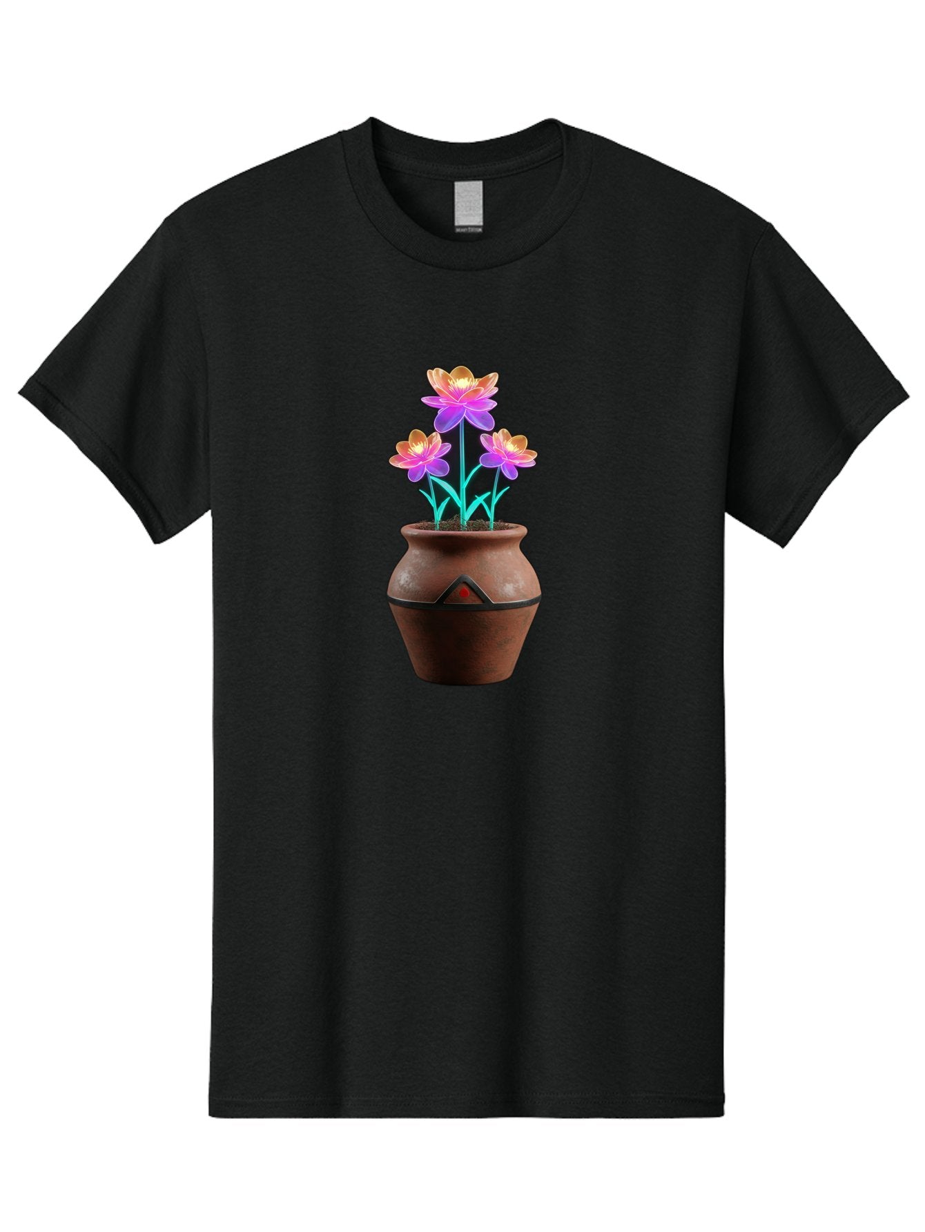Clay-Pot-Flowers Men'S Graphic Tee, 100% Cotton, Comfortable Casual Summer Wear, Machine Washable, Colorful Flowers, Pink Petals, Orange Center, Clay Pot, Terracotta, Floral Arrangement, Vibrant Colors, Decorative Pot, Flower Bouquet Baa324 6