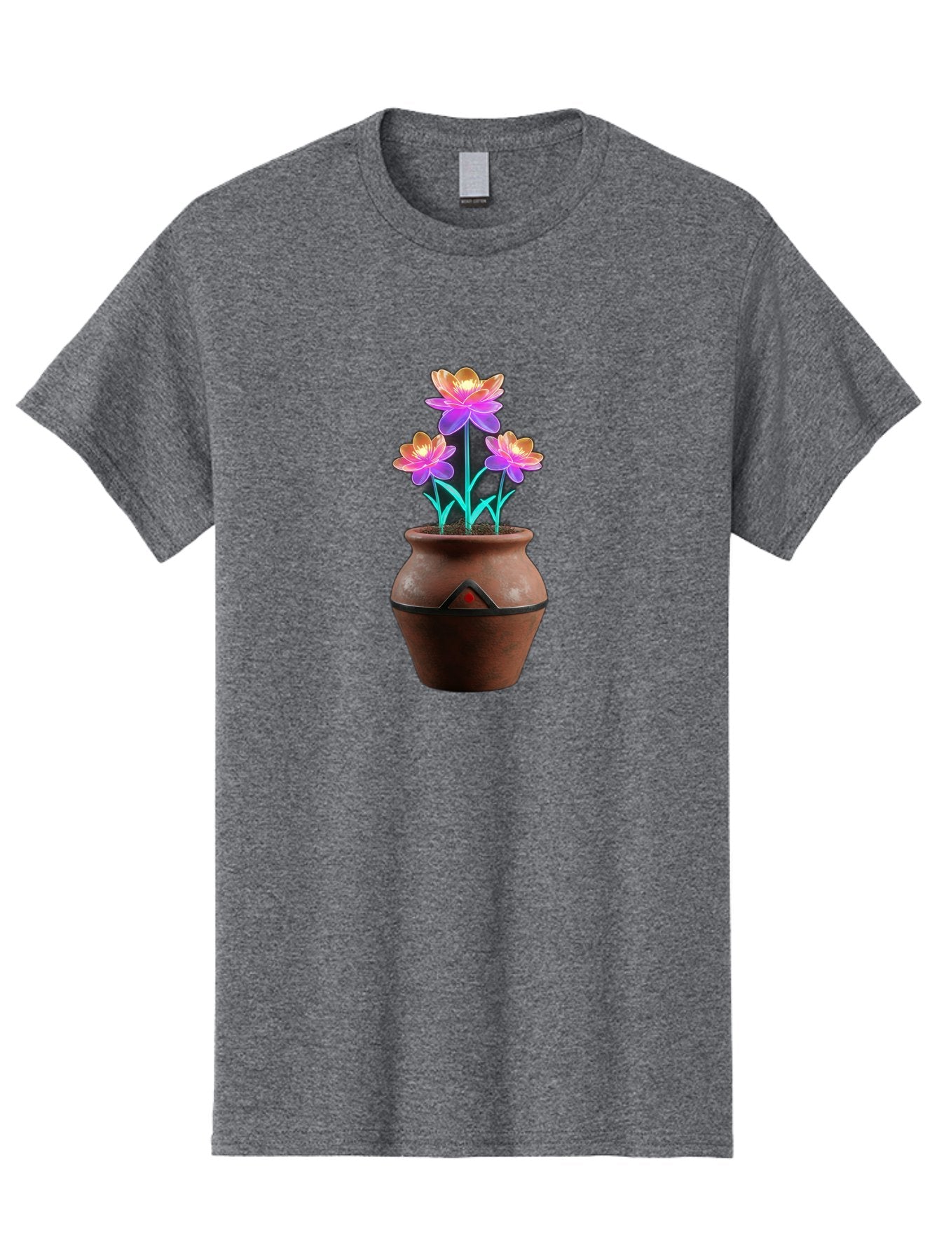 Clay-Pot-Flowers Men'S Graphic Tee, 100% Cotton, Comfortable Casual Summer Wear, Machine Washable, Colorful Flowers, Pink Petals, Orange Center, Clay Pot, Terracotta, Floral Arrangement, Vibrant Colors, Decorative Pot, Flower Bouquet Baa324