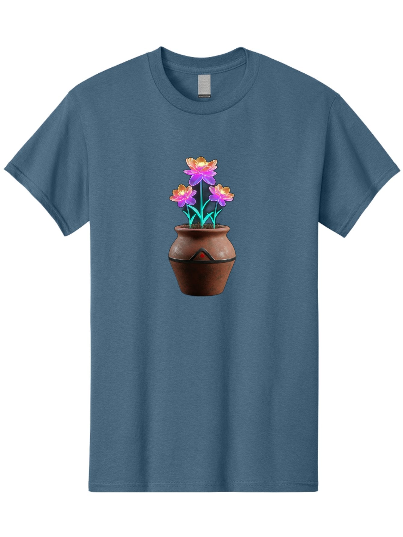 Clay-Pot-Flowers Men'S Graphic Tee, 100% Cotton, Comfortable Casual Summer Wear, Machine Washable, Colorful Flowers, Pink Petals, Orange Center, Clay Pot, Terracotta, Floral Arrangement, Vibrant Colors, Decorative Pot, Flower Bouquet Baa324