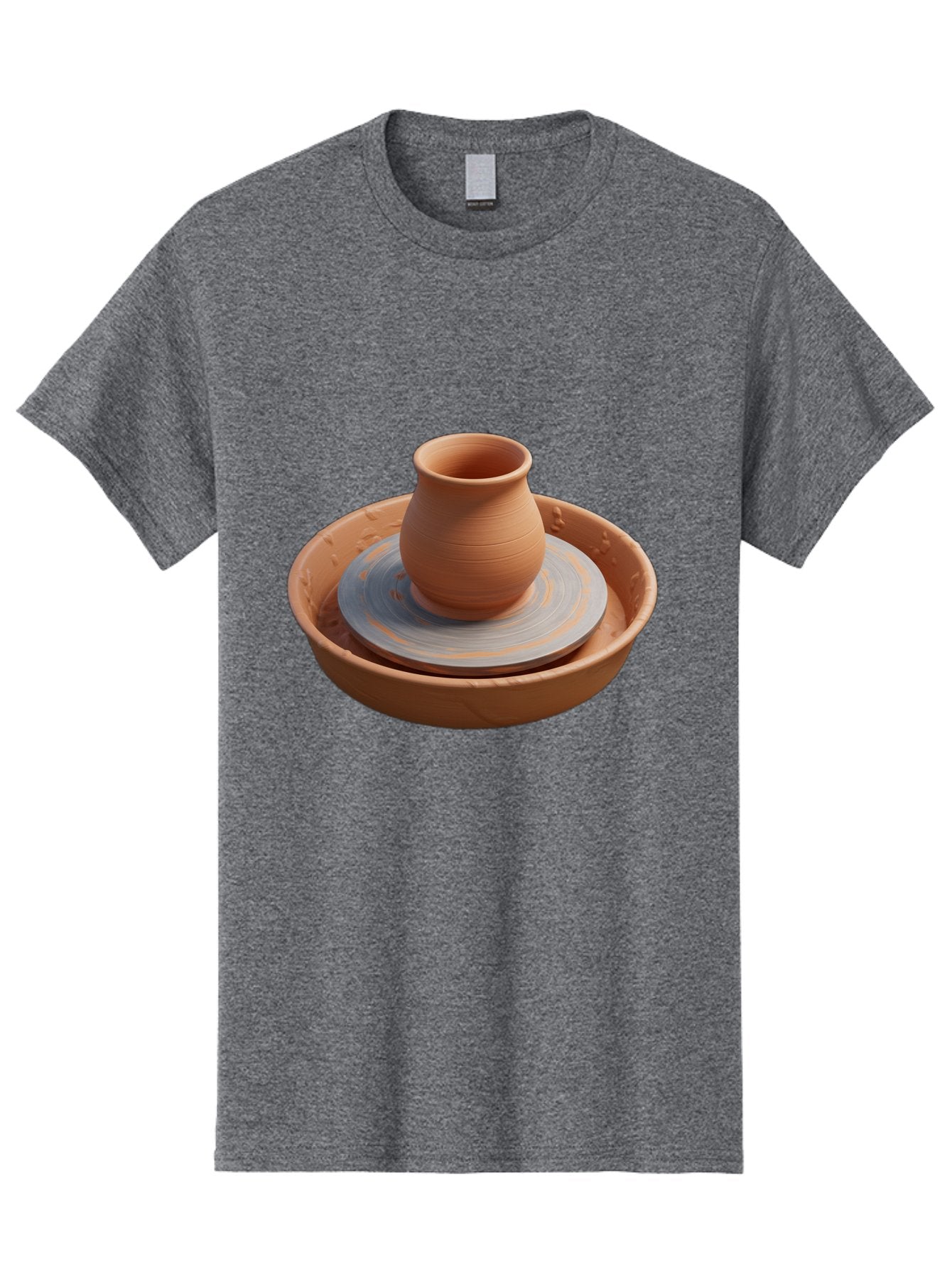 Clay-Pot-On-Pottery-Wheel Men'S Graphic Tee, 100% Cotton, Comfortable Casual Summer Wear, Machine Washable, Pottery Wheel, Clay Pot, Ceramics, Pottery Making, Handmade Crafts, Artisanal Pottery, Terracotta, Pottery Wheel Spinning Baa325 15