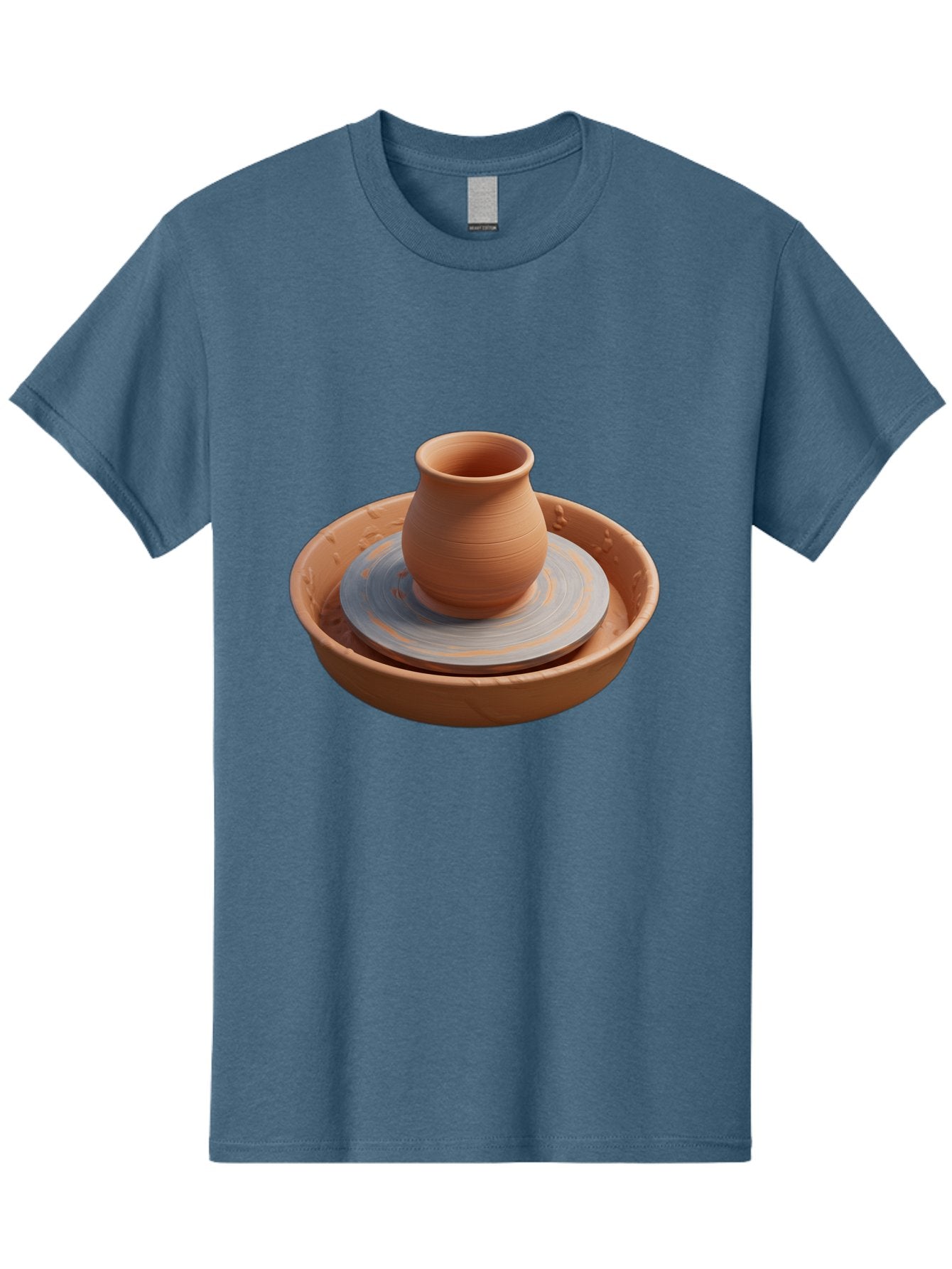 Clay-Pot-On-Pottery-Wheel Men'S Graphic Tee, 100% Cotton, Comfortable Casual Summer Wear, Machine Washable, Pottery Wheel, Clay Pot, Ceramics, Pottery Making, Handmade Crafts, Artisanal Pottery, Terracotta, Pottery Wheel Spinning Baa325 7