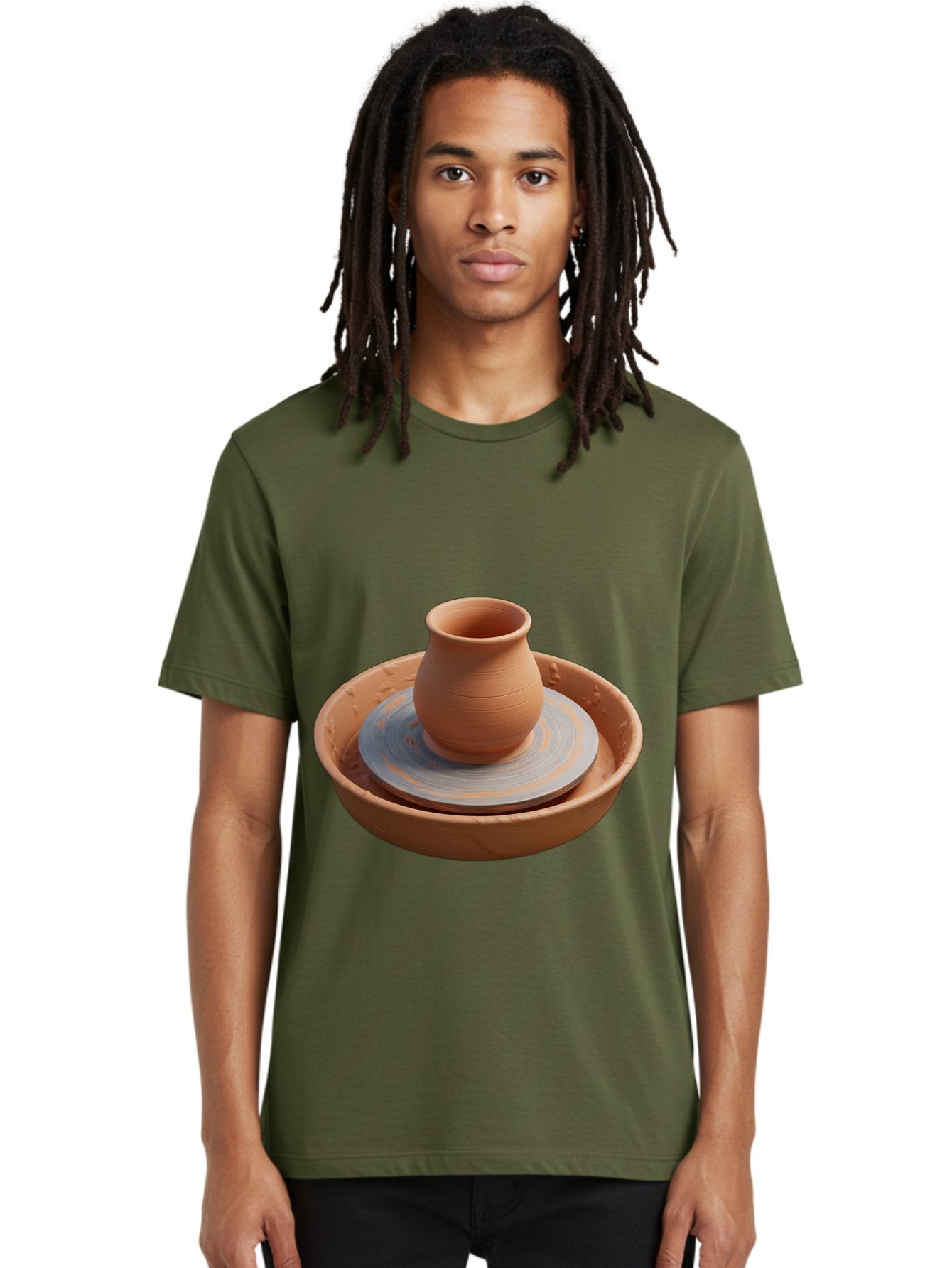 Clay-Pot-On-Pottery-Wheel Men'S Graphic Tee, 100% Cotton, Comfortable Casual Summer Wear, Machine Washable, Pottery Wheel, Clay Pot, Ceramics, Pottery Making, Handmade Crafts, Artisanal Pottery, Terracotta, Pottery Wheel Spinning Baa325 29