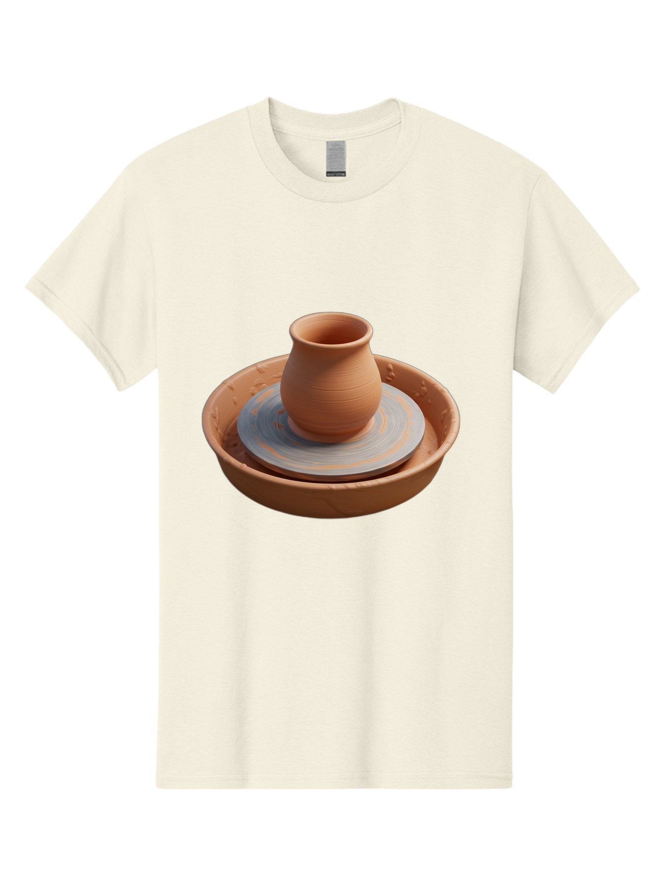 Clay-Pot-On-Pottery-Wheel Men'S Graphic Tee, 100% Cotton, Comfortable Casual Summer Wear, Machine Washable, Pottery Wheel, Clay Pot, Ceramics, Pottery Making, Handmade Crafts, Artisanal Pottery, Terracotta, Pottery Wheel Spinning Baa325