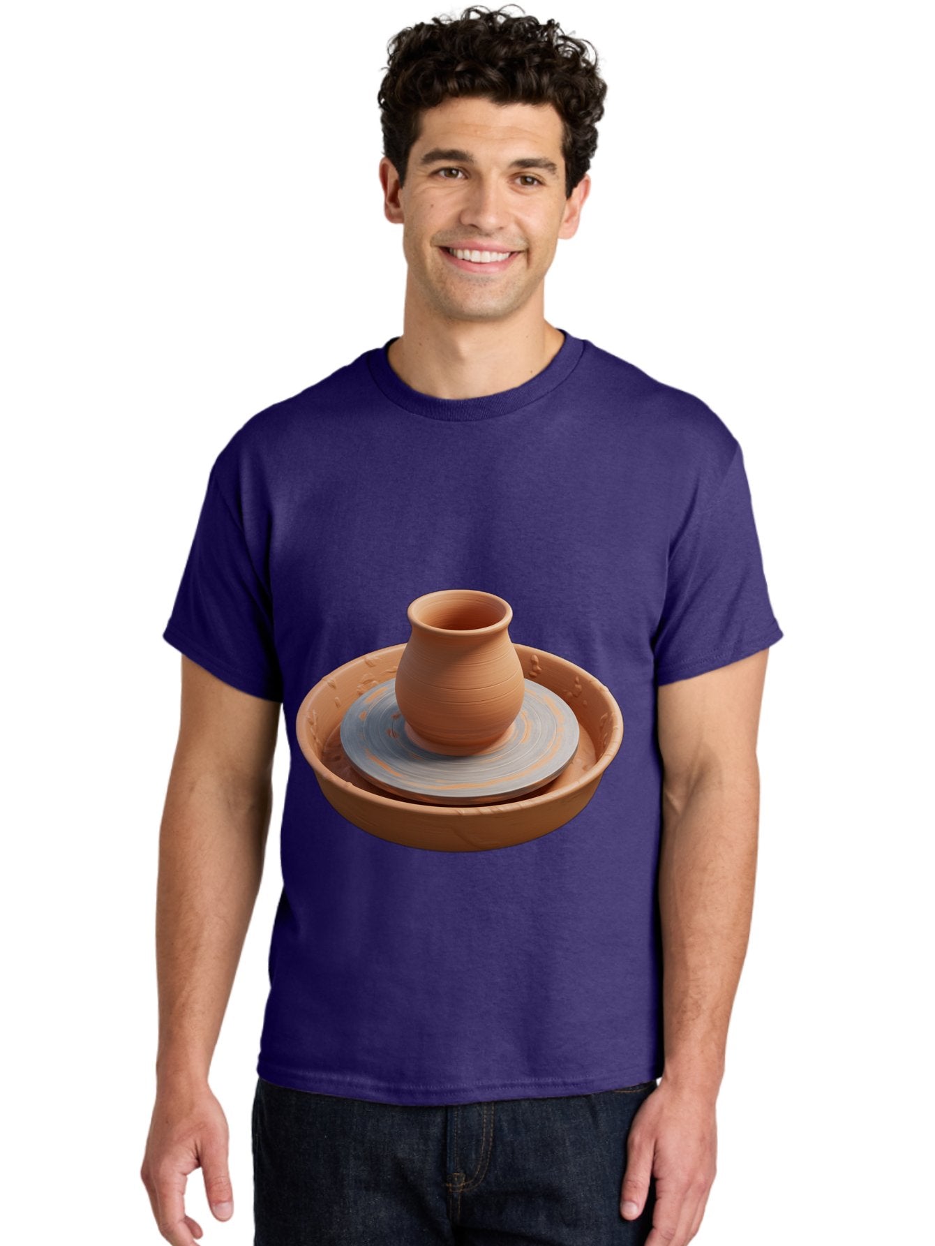Clay-Pot-On-Pottery-Wheel Men'S Graphic Tee, 100% Cotton, Comfortable Casual Summer Wear, Machine Washable, Pottery Wheel, Clay Pot, Ceramics, Pottery Making, Handmade Crafts, Artisanal Pottery, Terracotta, Pottery Wheel Spinning Baa325 27