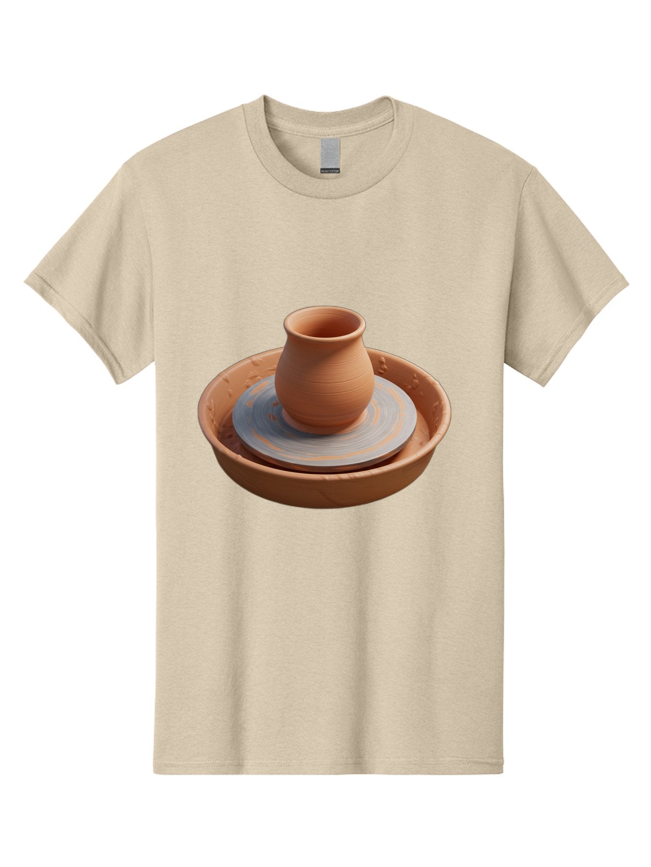 Clay-Pot-On-Pottery-Wheel Men'S Graphic Tee, 100% Cotton, Comfortable Casual Summer Wear, Machine Washable, Pottery Wheel, Clay Pot, Ceramics, Pottery Making, Handmade Crafts, Artisanal Pottery, Terracotta, Pottery Wheel Spinning Baa325 3