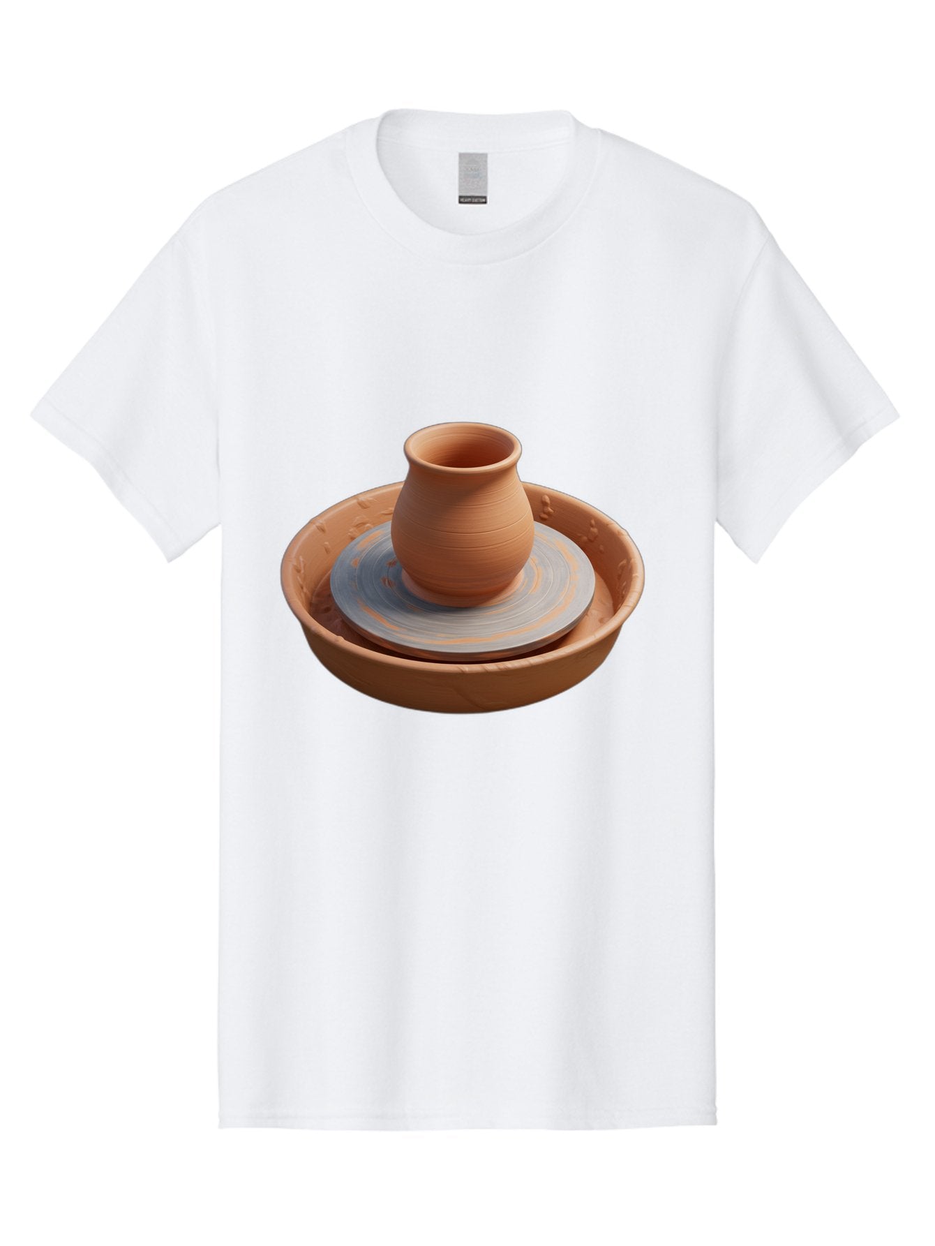 Clay-Pot-On-Pottery-Wheel Men'S Graphic Tee, 100% Cotton, Comfortable Casual Summer Wear, Machine Washable, Pottery Wheel, Clay Pot, Ceramics, Pottery Making, Handmade Crafts, Artisanal Pottery, Terracotta, Pottery Wheel Spinning Baa325 4