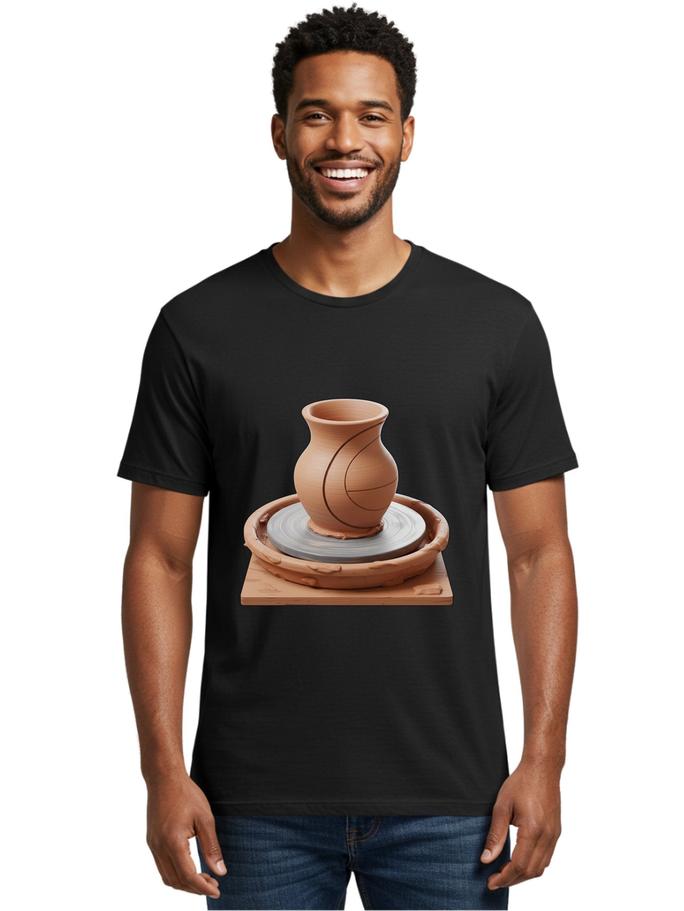 Clay-Pot Men'S Graphic Tee, 100% Cotton, Comfortable Casual Summer Wear, Machine Washable, Clay Vase, Pottery Wheel, Ceramics, Handmade, Artisanal, Craftsmanship, Creative Process, Art Studio, Handmade Pottery, Ceramic Art Baa326 20