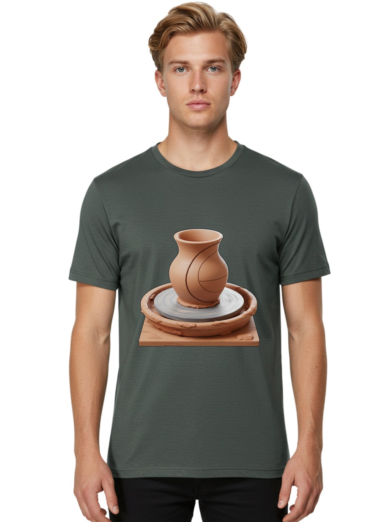 Clay-Pot Men'S Graphic Tee, 100% Cotton, Comfortable Casual Summer Wear, Machine Washable, Clay Vase, Pottery Wheel, Ceramics, Handmade, Artisanal, Craftsmanship, Creative Process, Art Studio, Handmade Pottery, Ceramic Art Baa326 16