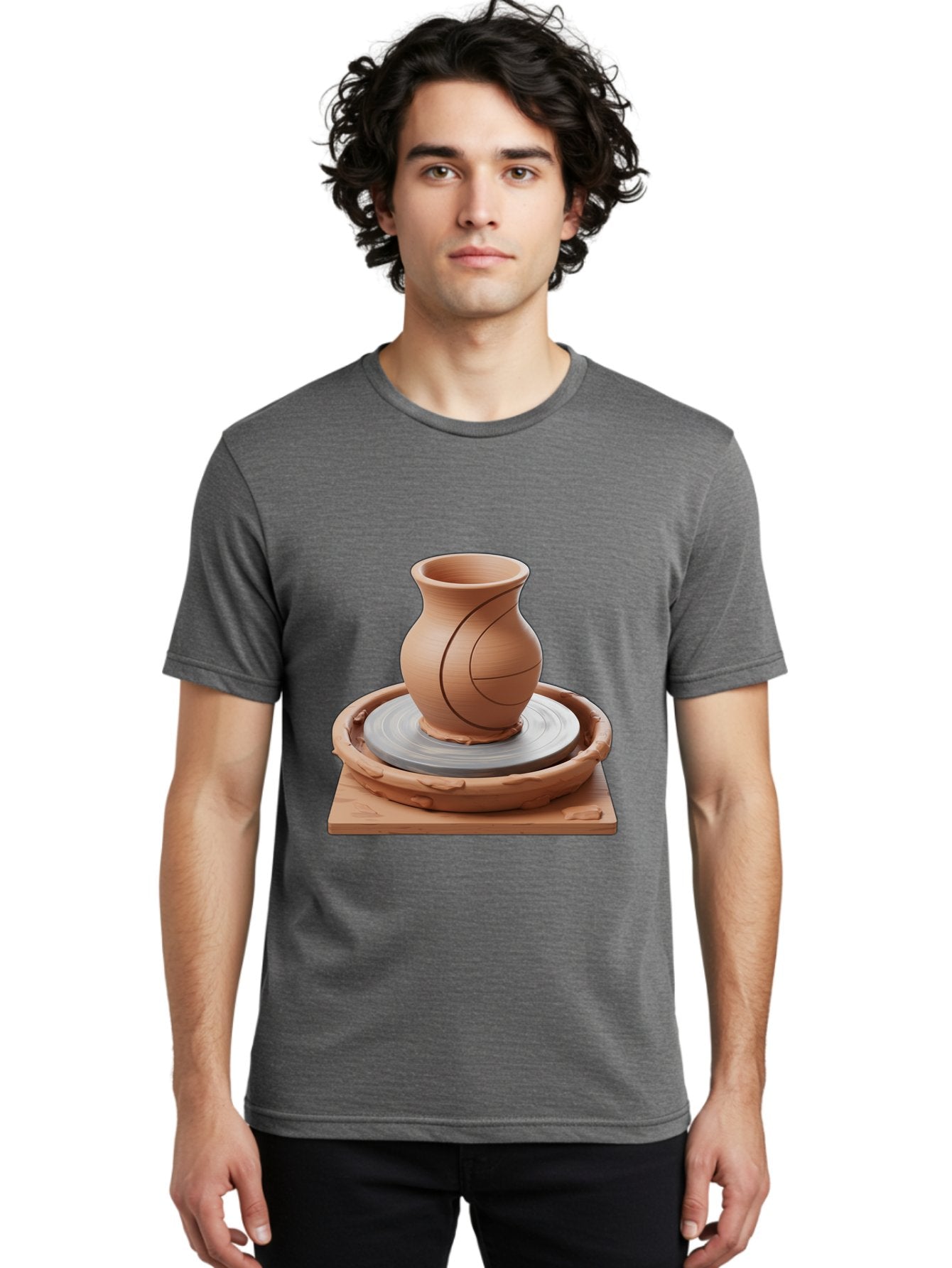 Clay-Pot Men'S Graphic Tee, 100% Cotton, Comfortable Casual Summer Wear, Machine Washable, Clay Vase, Pottery Wheel, Ceramics, Handmade, Artisanal, Craftsmanship, Creative Process, Art Studio, Handmade Pottery, Ceramic Art Baa326 19