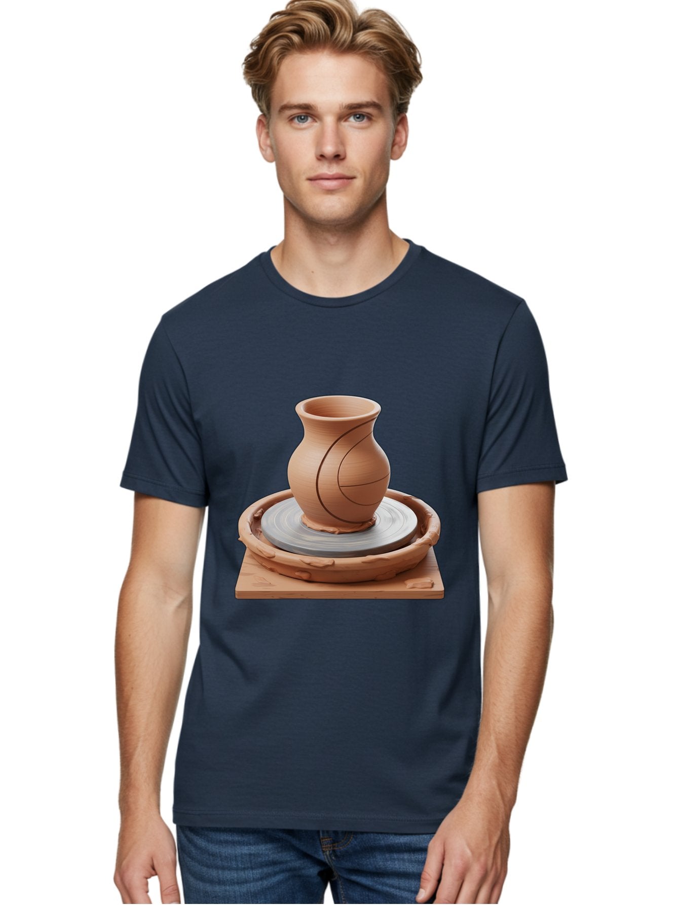 Clay-Pot Men'S Graphic Tee, 100% Cotton, Comfortable Casual Summer Wear, Machine Washable, Clay Vase, Pottery Wheel, Ceramics, Handmade, Artisanal, Craftsmanship, Creative Process, Art Studio, Handmade Pottery, Ceramic Art Baa326 25