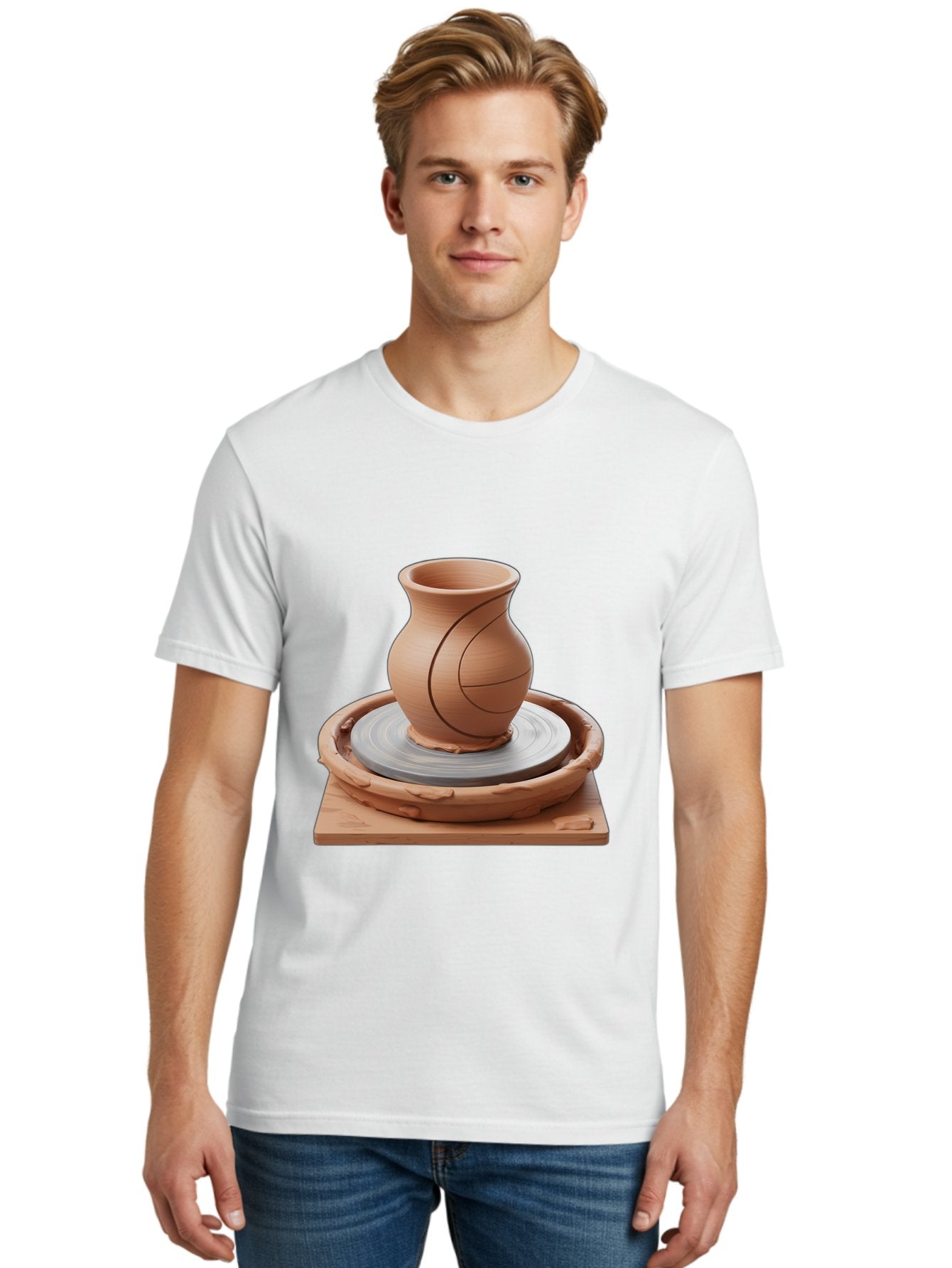 Clay-Pot Men'S Graphic Tee, 100% Cotton, Comfortable Casual Summer Wear, Machine Washable, Clay Vase, Pottery Wheel, Ceramics, Handmade, Artisanal, Craftsmanship, Creative Process, Art Studio, Handmade Pottery, Ceramic Art Baa326 22