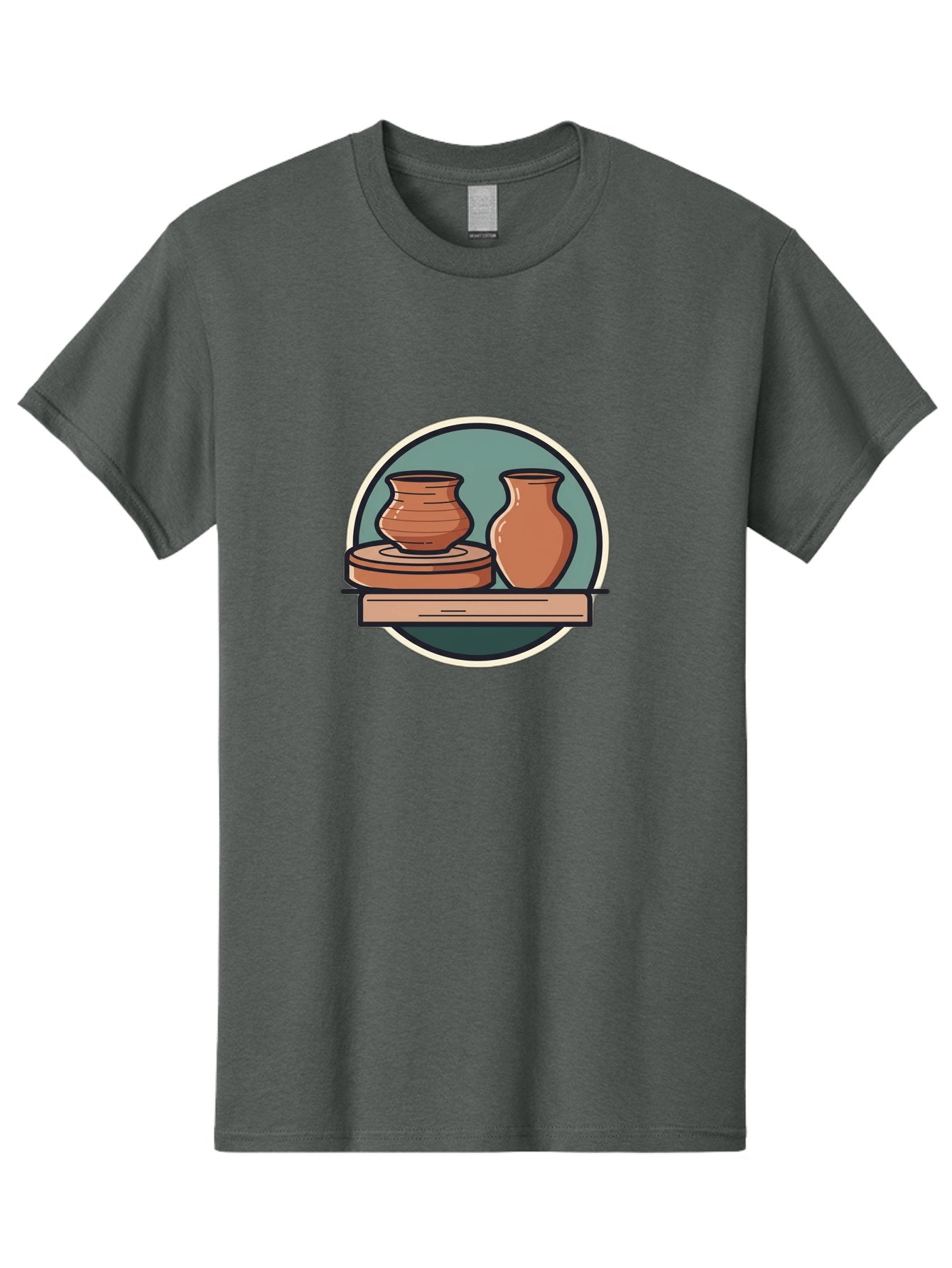 Clay-Pots-On-A-Shelf Men'S Graphic Tee, 100% Cotton, Comfortable Casual Summer Wear, Machine Washable, Clay Vases On Wooden Shelf, Pottery Art, Ceramic Craftsmanship, Traditional Pottery, Handmade Ceramics, Earthy Tones, Artisanal Decor Baa327 6
