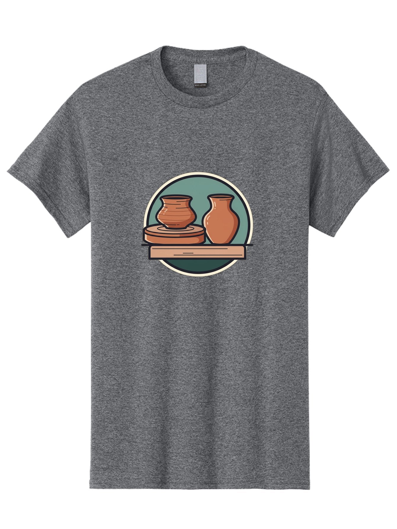 Clay-Pots-On-A-Shelf Men'S Graphic Tee, 100% Cotton, Comfortable Casual Summer Wear, Machine Washable, Clay Vases On Wooden Shelf, Pottery Art, Ceramic Craftsmanship, Traditional Pottery, Handmade Ceramics, Earthy Tones, Artisanal Decor Baa327