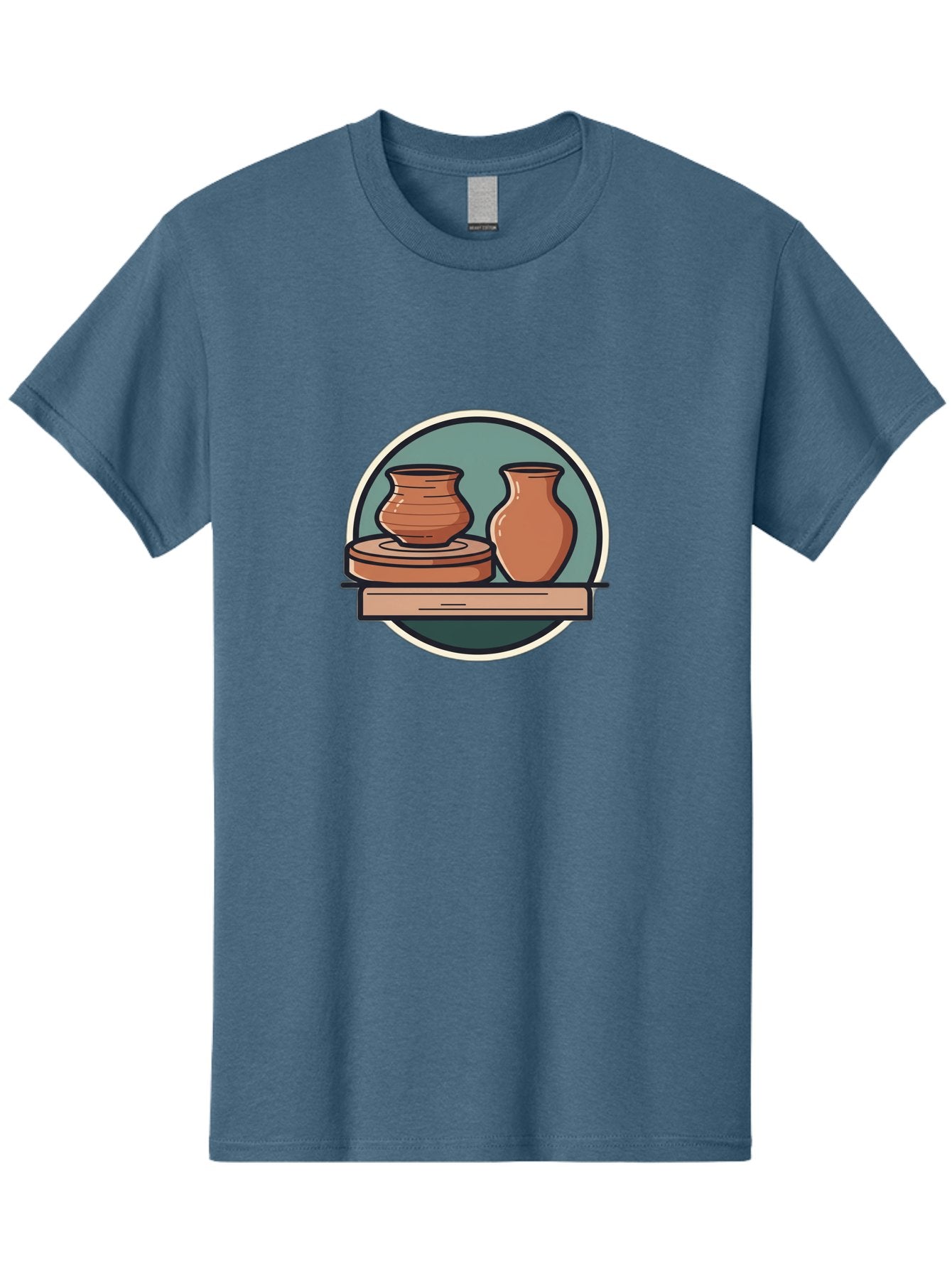 Clay-Pots-On-A-Shelf Men'S Graphic Tee, 100% Cotton, Comfortable Casual Summer Wear, Machine Washable, Clay Vases On Wooden Shelf, Pottery Art, Ceramic Craftsmanship, Traditional Pottery, Handmade Ceramics, Earthy Tones, Artisanal Decor Baa327 9