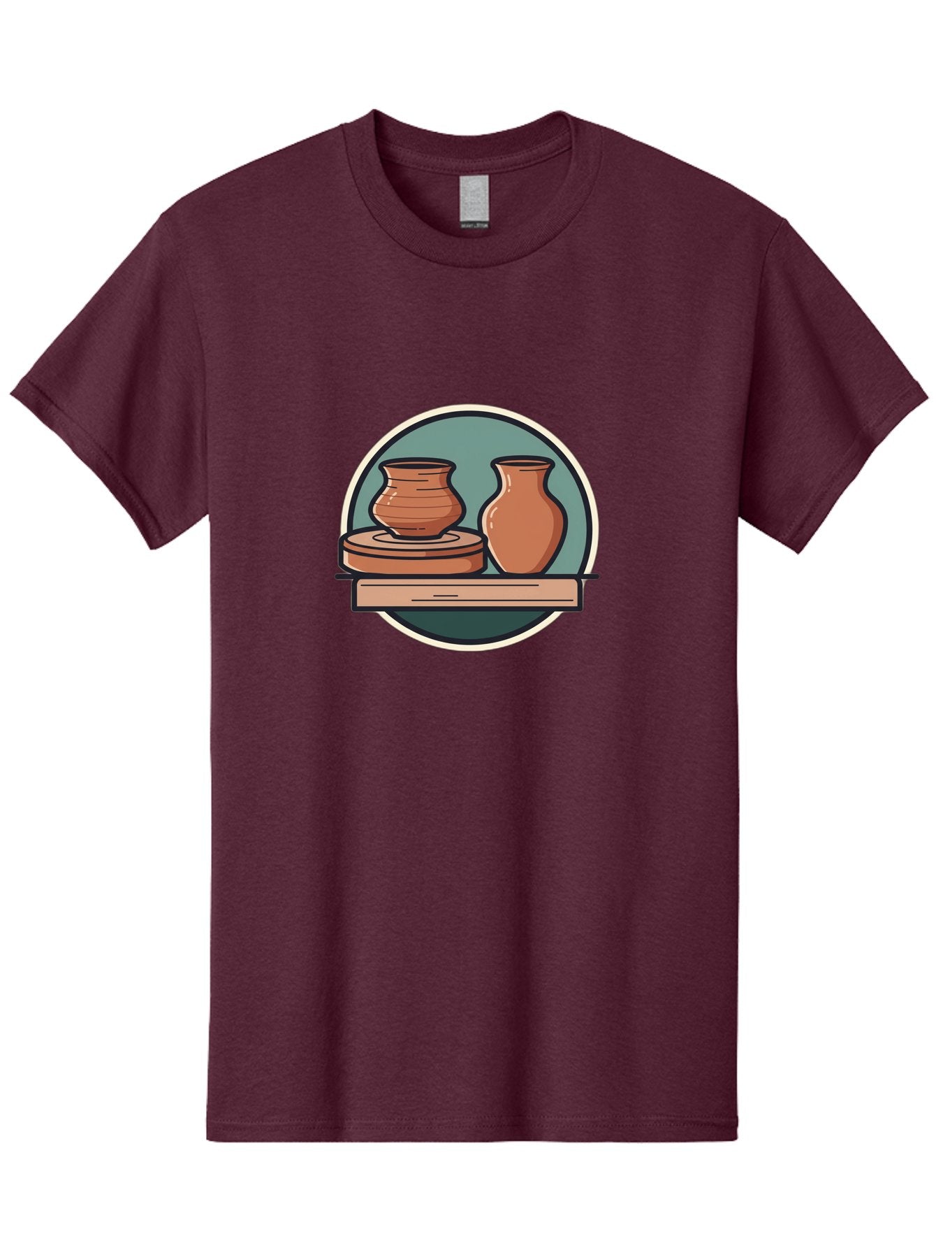 Clay-Pots-On-A-Shelf Men'S Graphic Tee, 100% Cotton, Comfortable Casual Summer Wear, Machine Washable, Clay Vases On Wooden Shelf, Pottery Art, Ceramic Craftsmanship, Traditional Pottery, Handmade Ceramics, Earthy Tones, Artisanal Decor Baa327