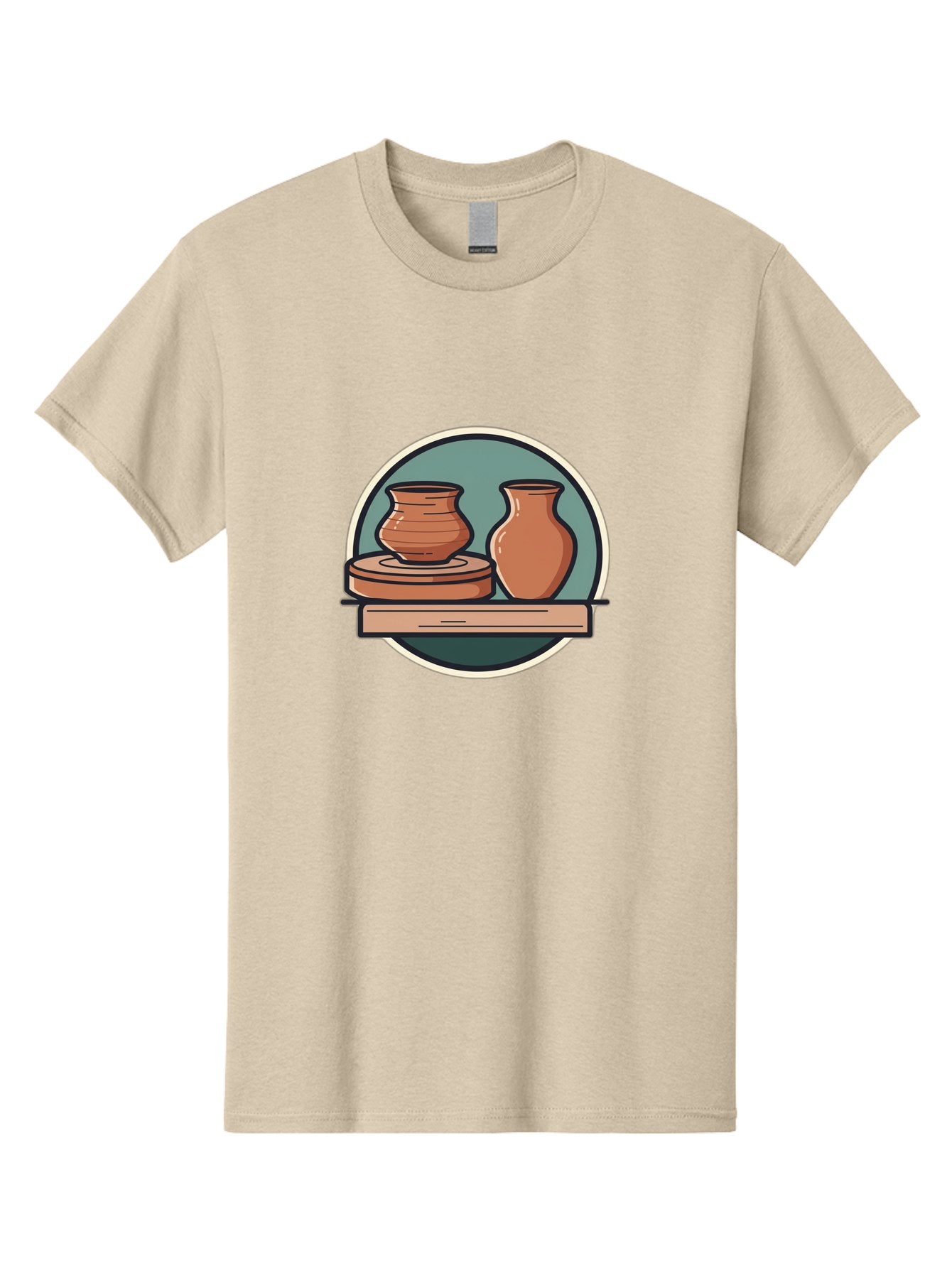 Clay-Pots-On-A-Shelf Men'S Graphic Tee, 100% Cotton, Comfortable Casual Summer Wear, Machine Washable, Clay Vases On Wooden Shelf, Pottery Art, Ceramic Craftsmanship, Traditional Pottery, Handmade Ceramics, Earthy Tones, Artisanal Decor Baa327 10